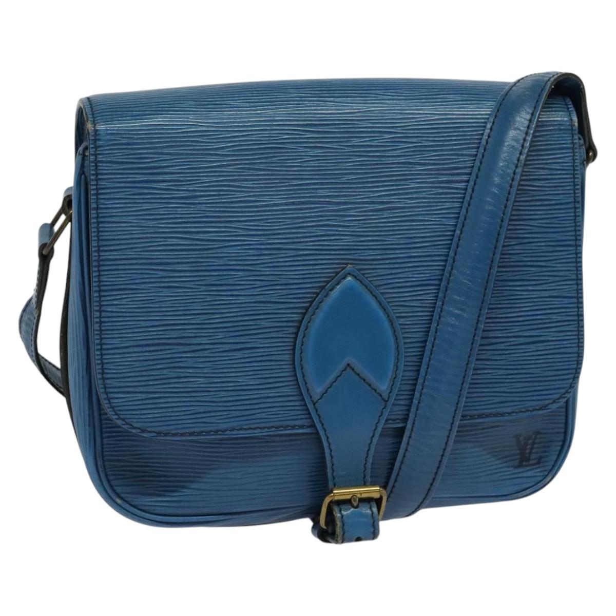 LOUIS VUITTON Epi Cartouchiere MM Shoulder Bag Blue M52245 LV Auth MX305
