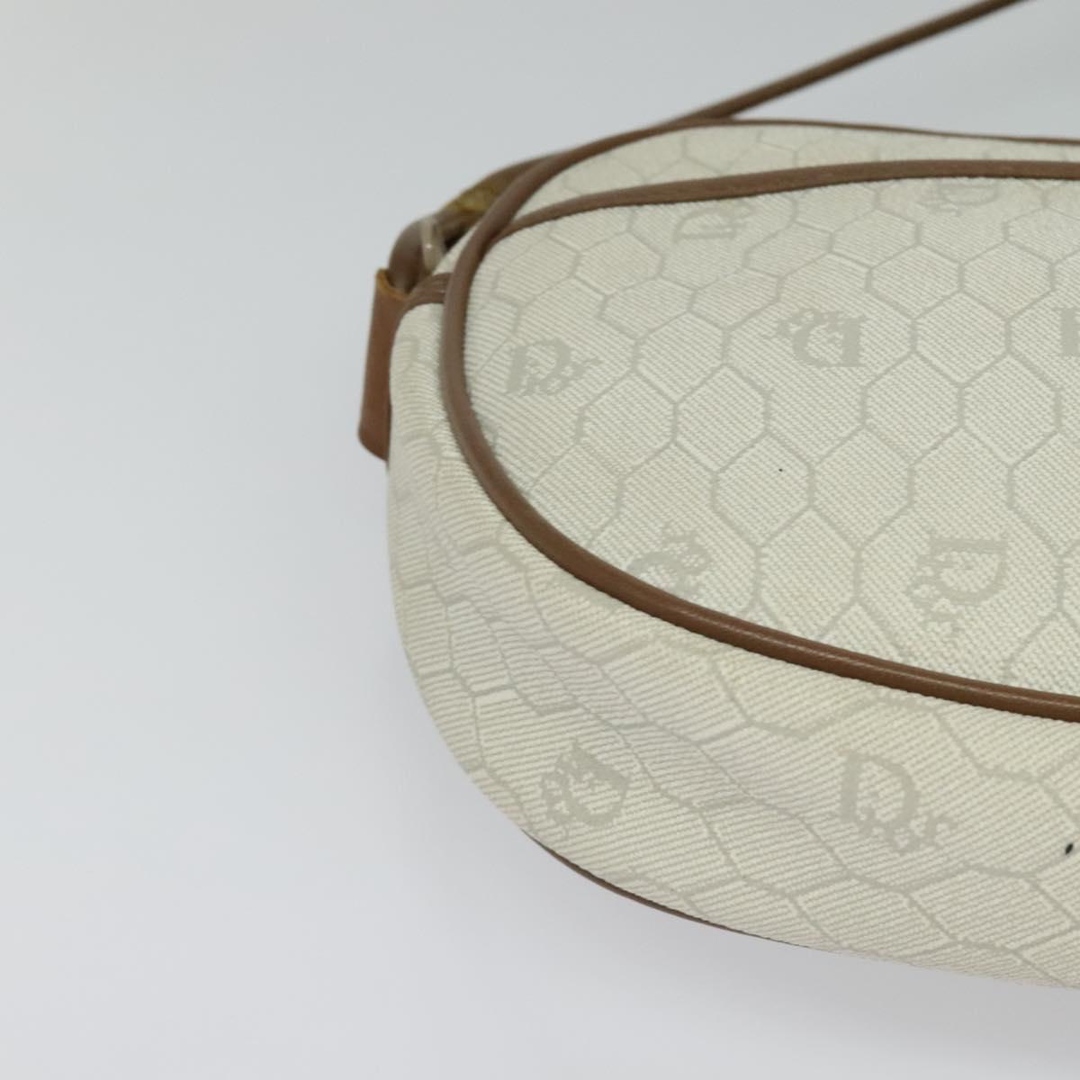Christian Dior Honeycomb Canvas Shoulder Bag PVC White Auth MX307