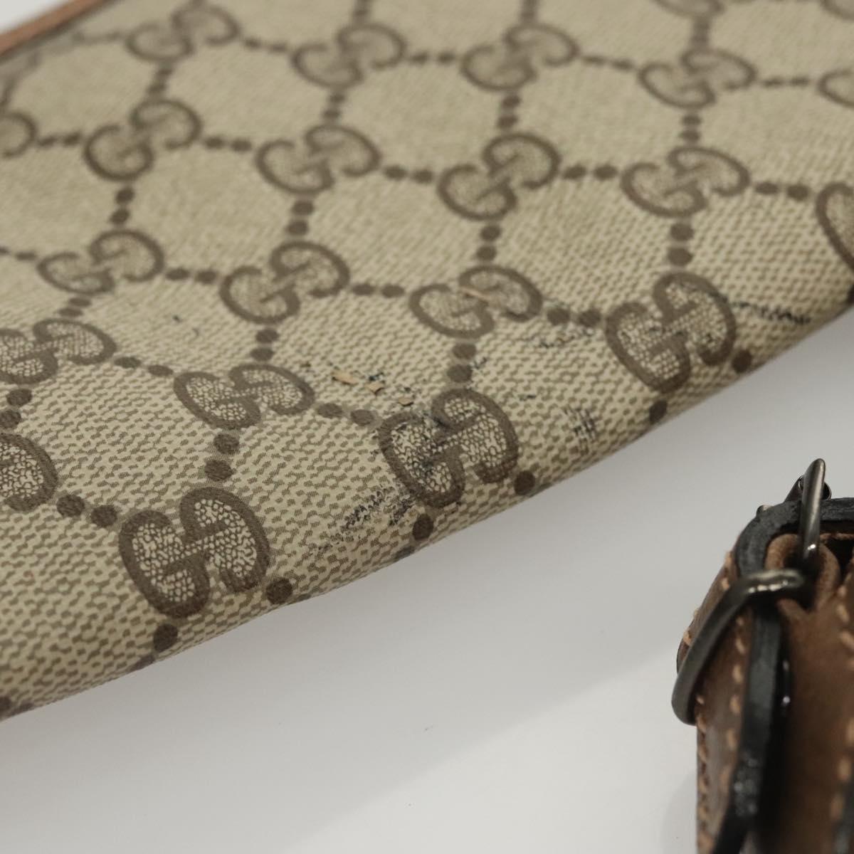 GUCCI GG Supreme GunSlip PVC Beige Auth MX319