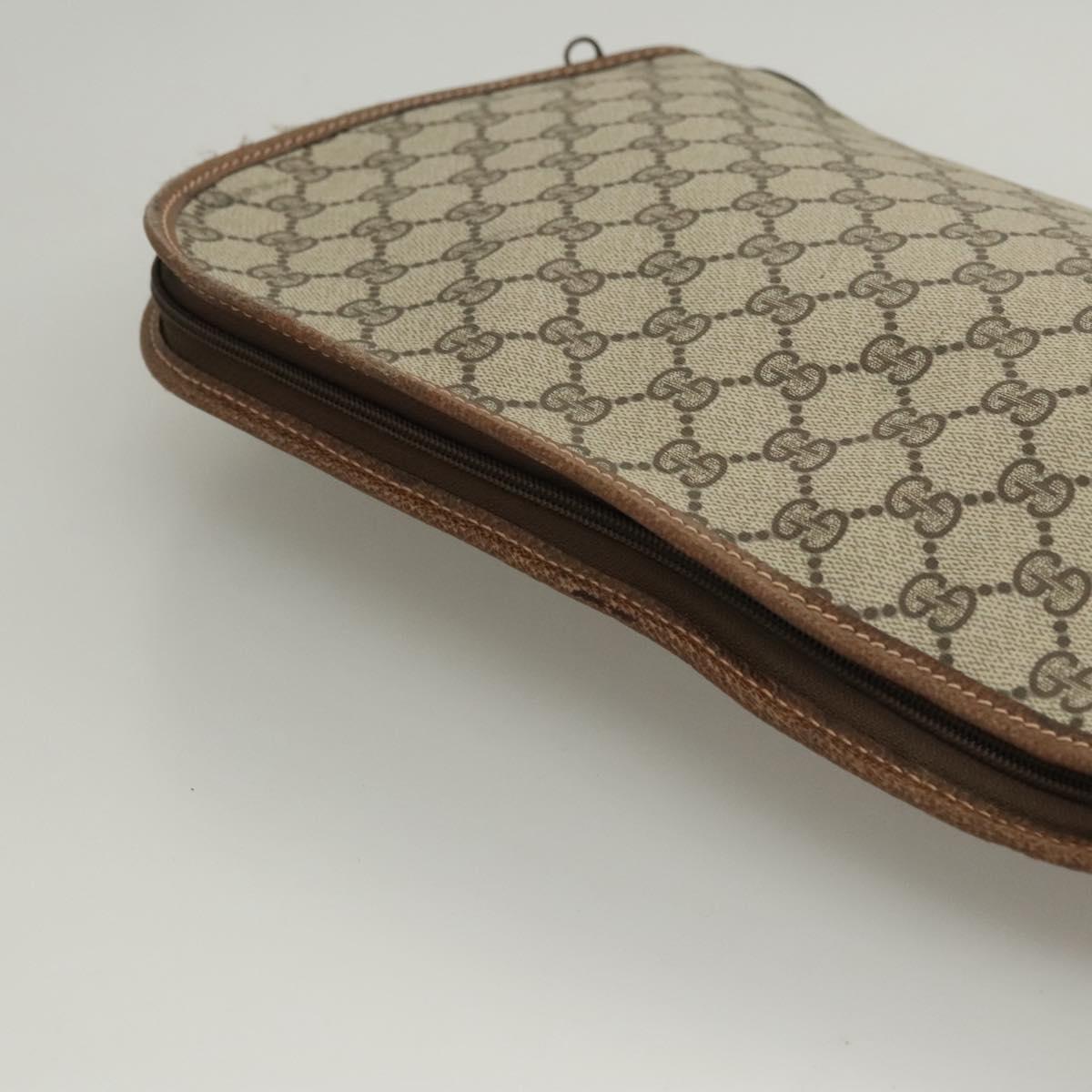 GUCCI GG Supreme GunSlip PVC Beige Auth MX319
