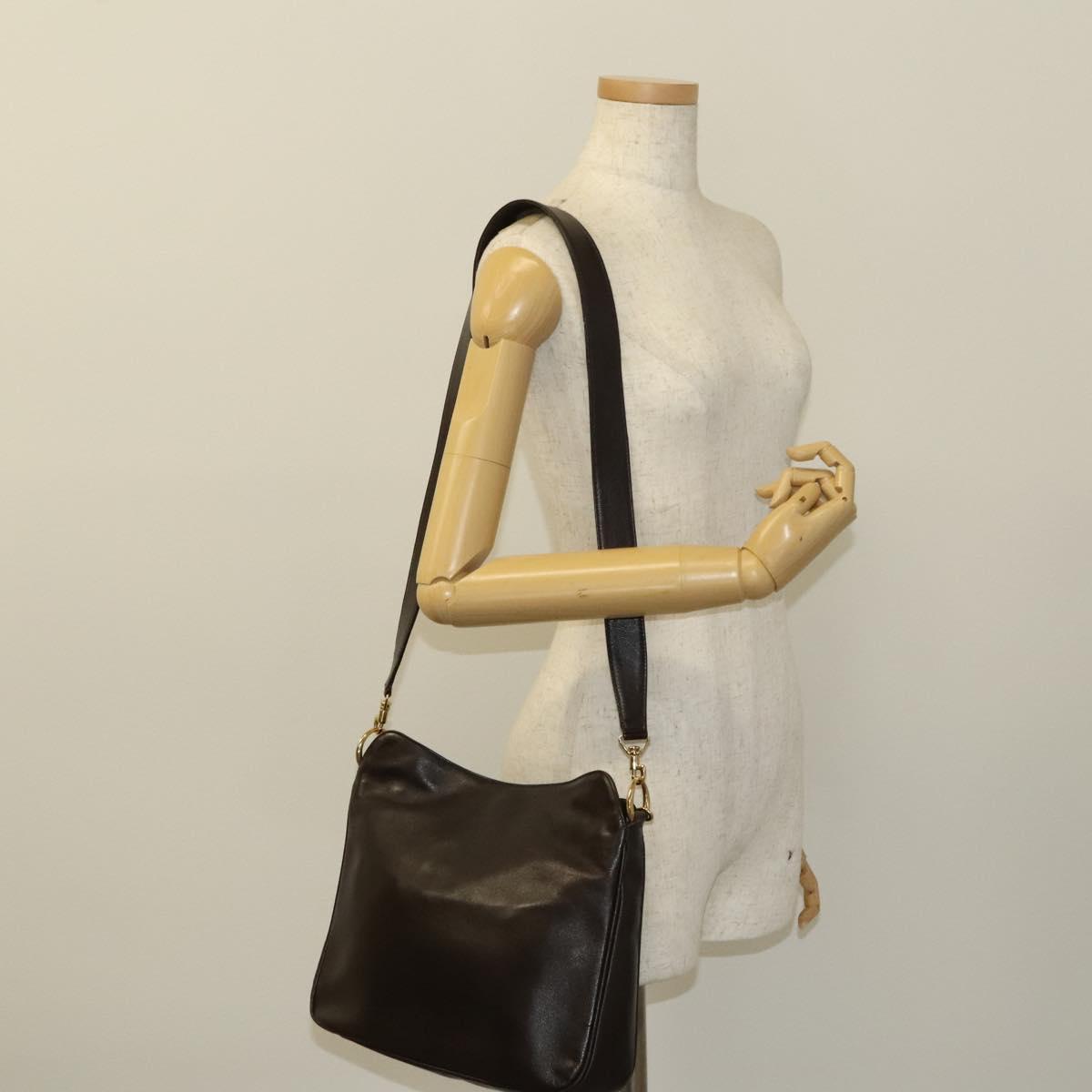 GUCCI Bamboo Shoulder Bag Leather 2way Brown Gold 001 3444 1638 Auth MX324