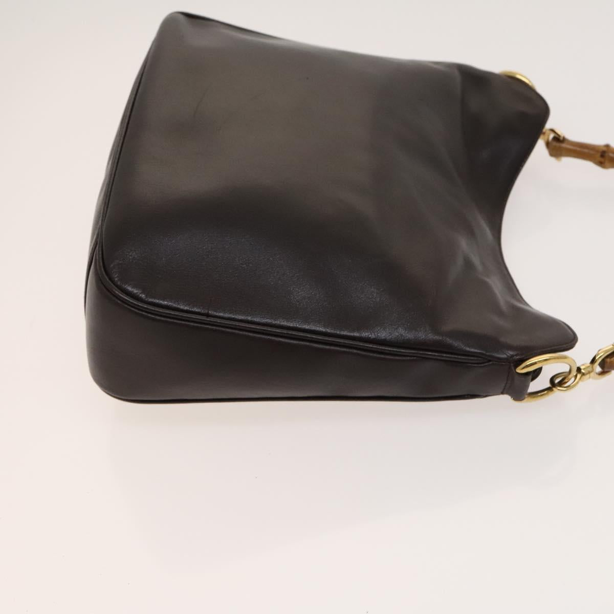 GUCCI Bamboo Shoulder Bag Leather 2way Brown Gold 001 3444 1638 Auth MX324