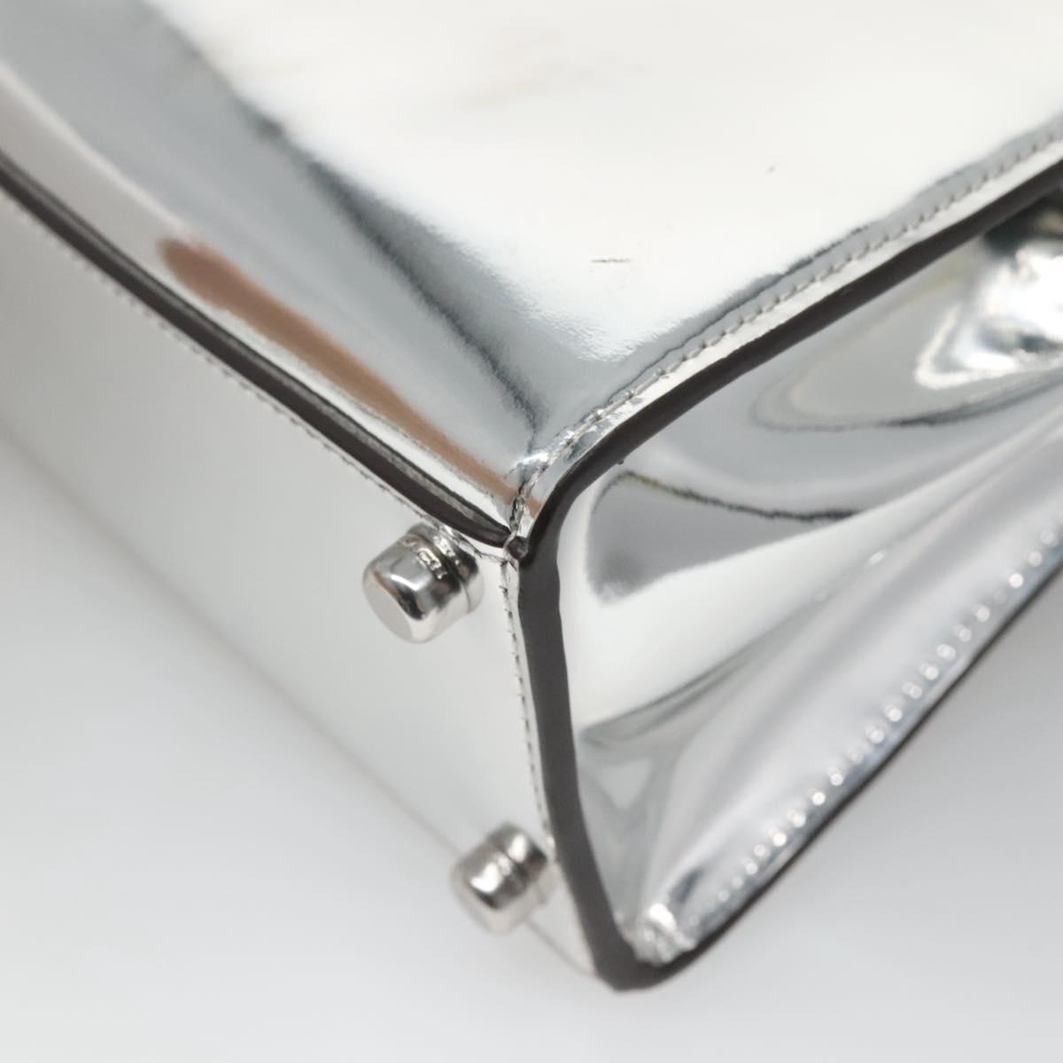 Coach Hand Bag Leather 2way Silver Auth MX335