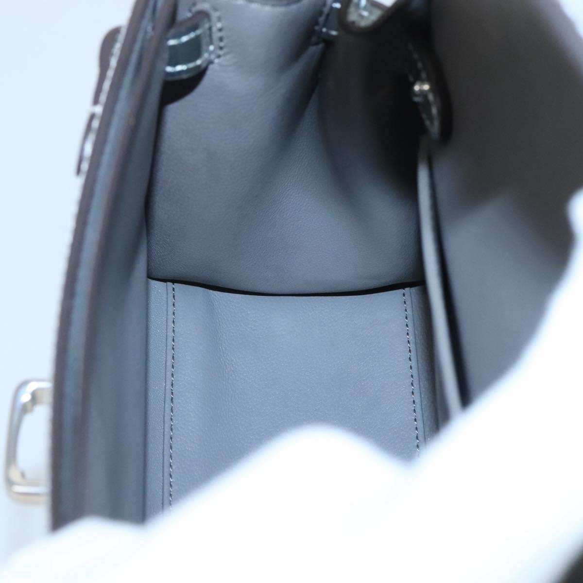 Coach Hand Bag Leather 2way Silver Auth MX335