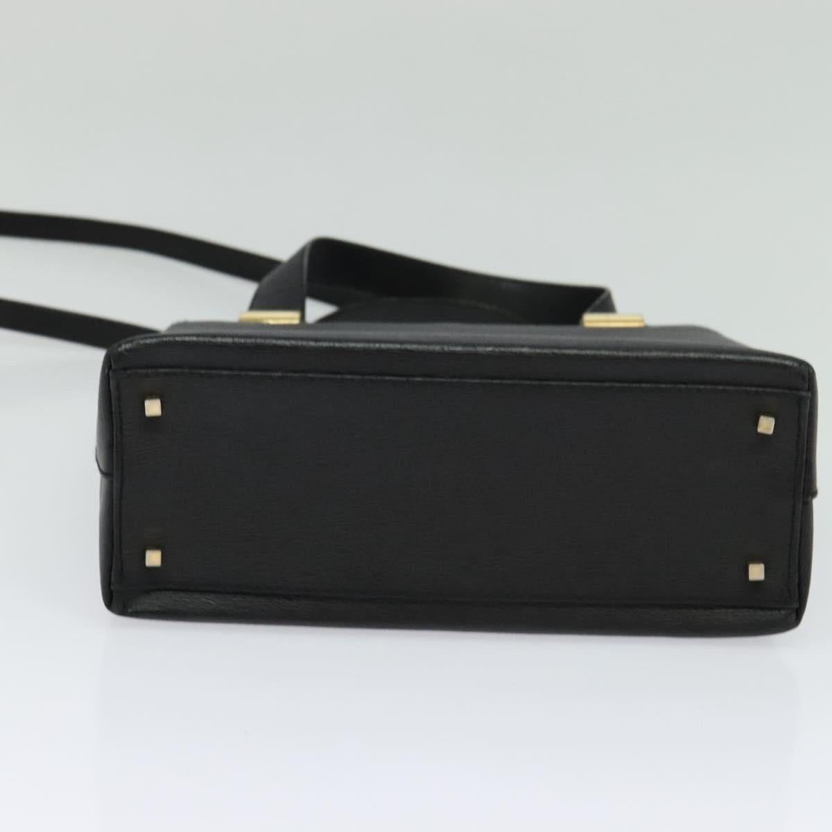 Salvatore Ferragamo Hand Bag Leather 2way Black Gold Auth MX347