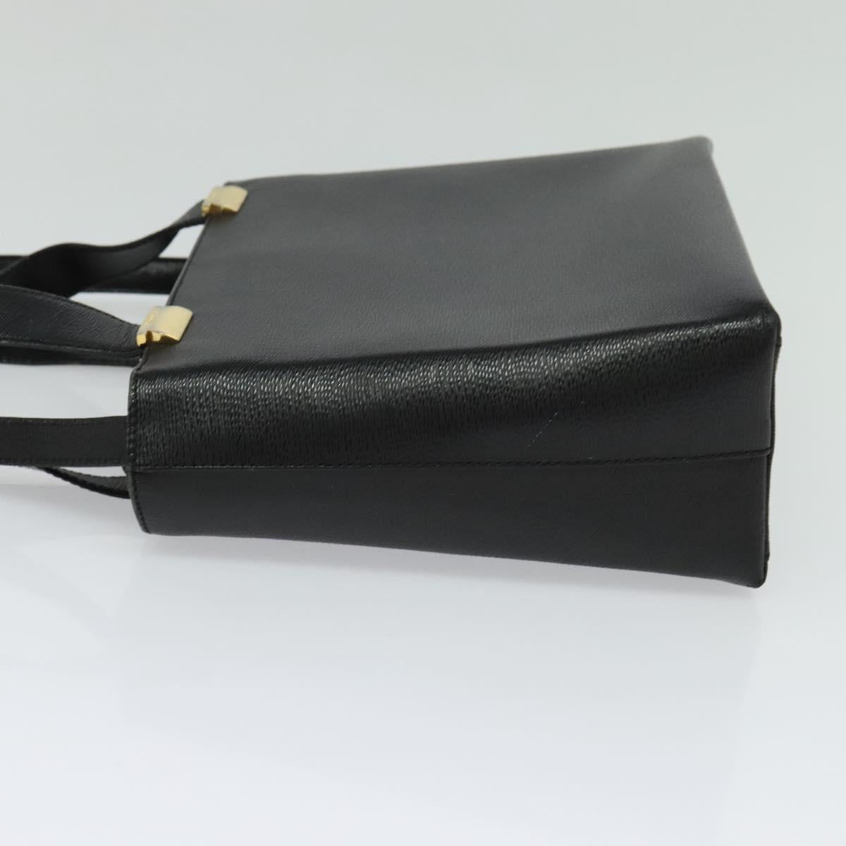 Salvatore Ferragamo Hand Bag Leather 2way Black Gold Auth MX347