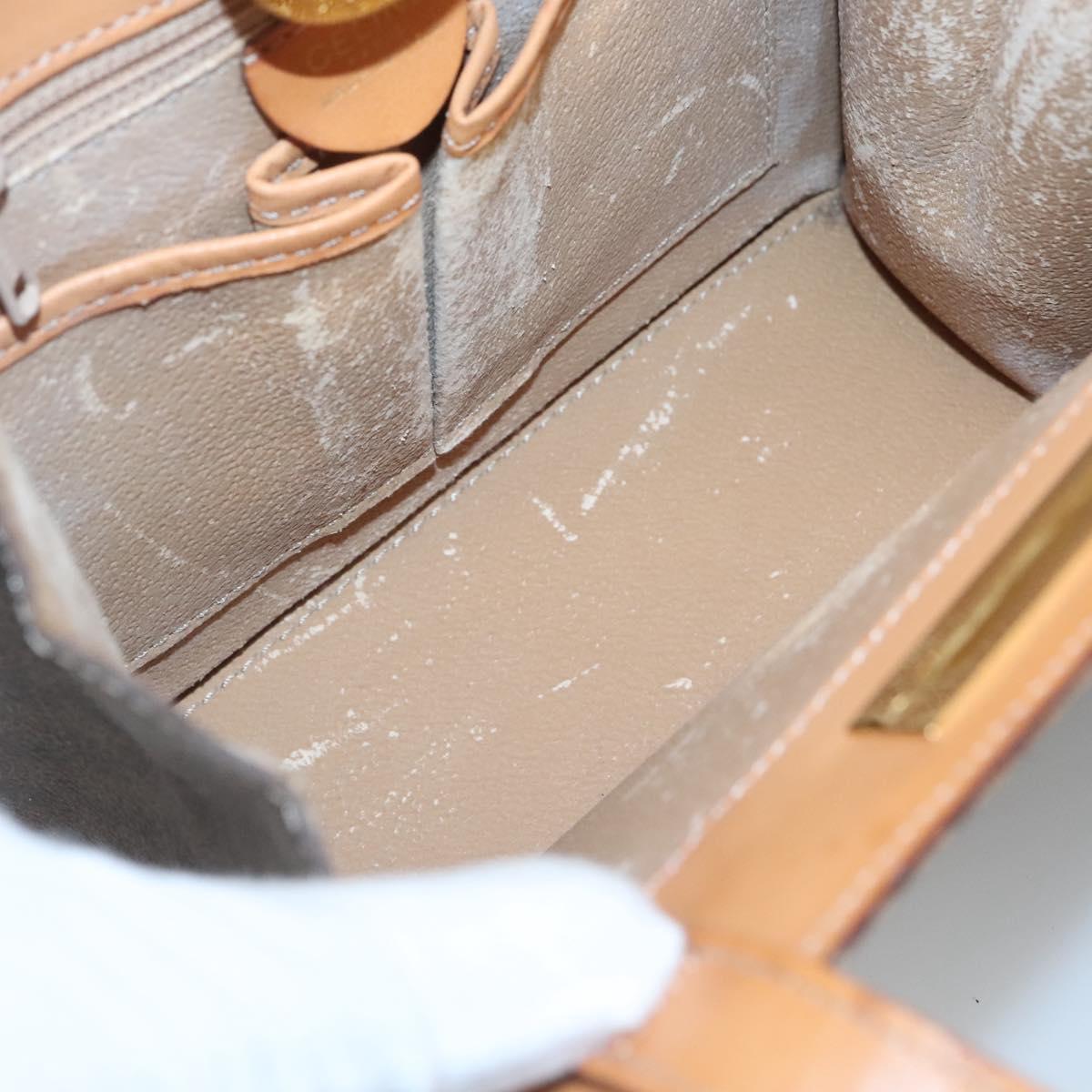 CELINE Macadam Canvas Hand Bag PVC Leather 2way Brown Gold Auth MX358