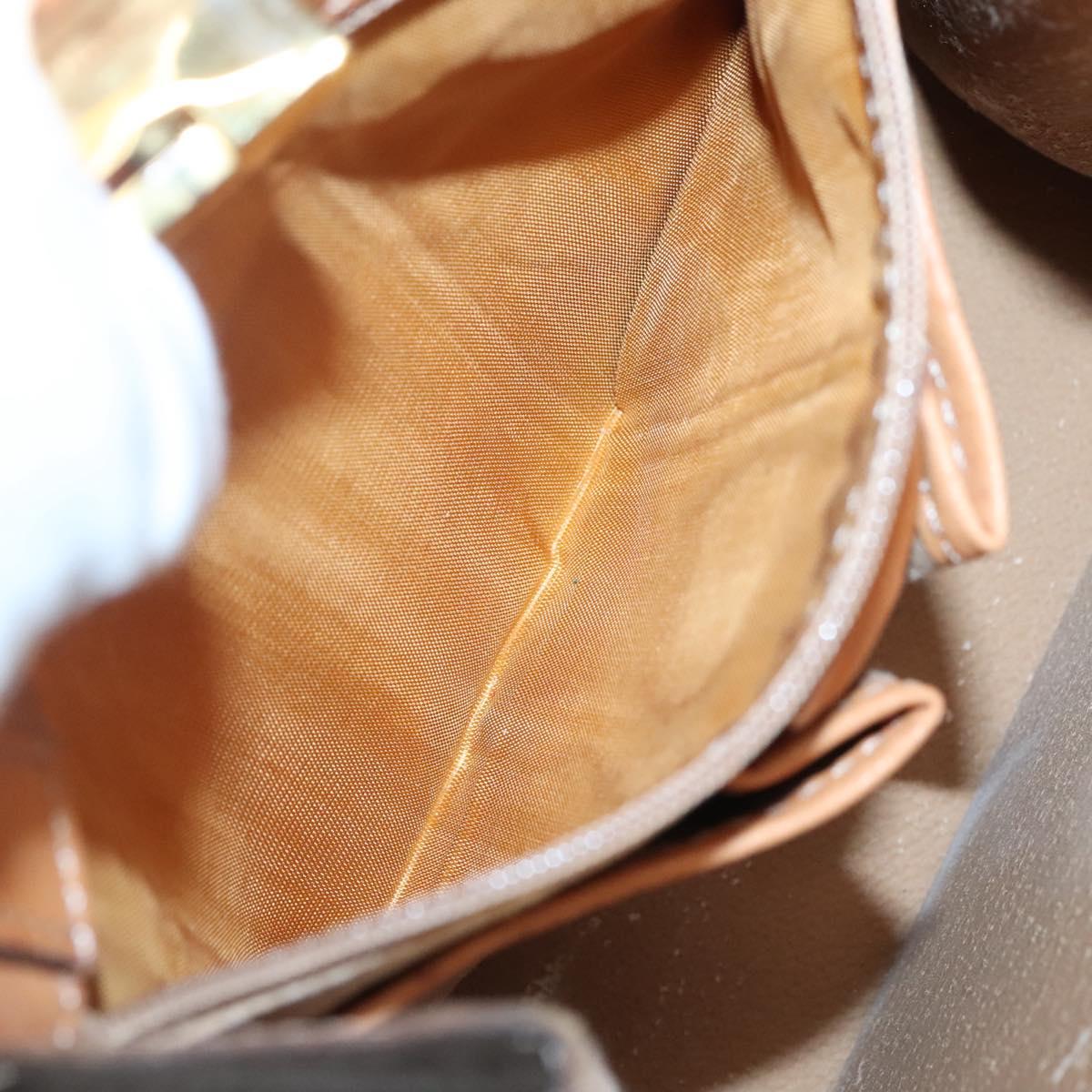 CELINE Macadam Canvas Hand Bag PVC Leather 2way Brown Gold Auth MX358