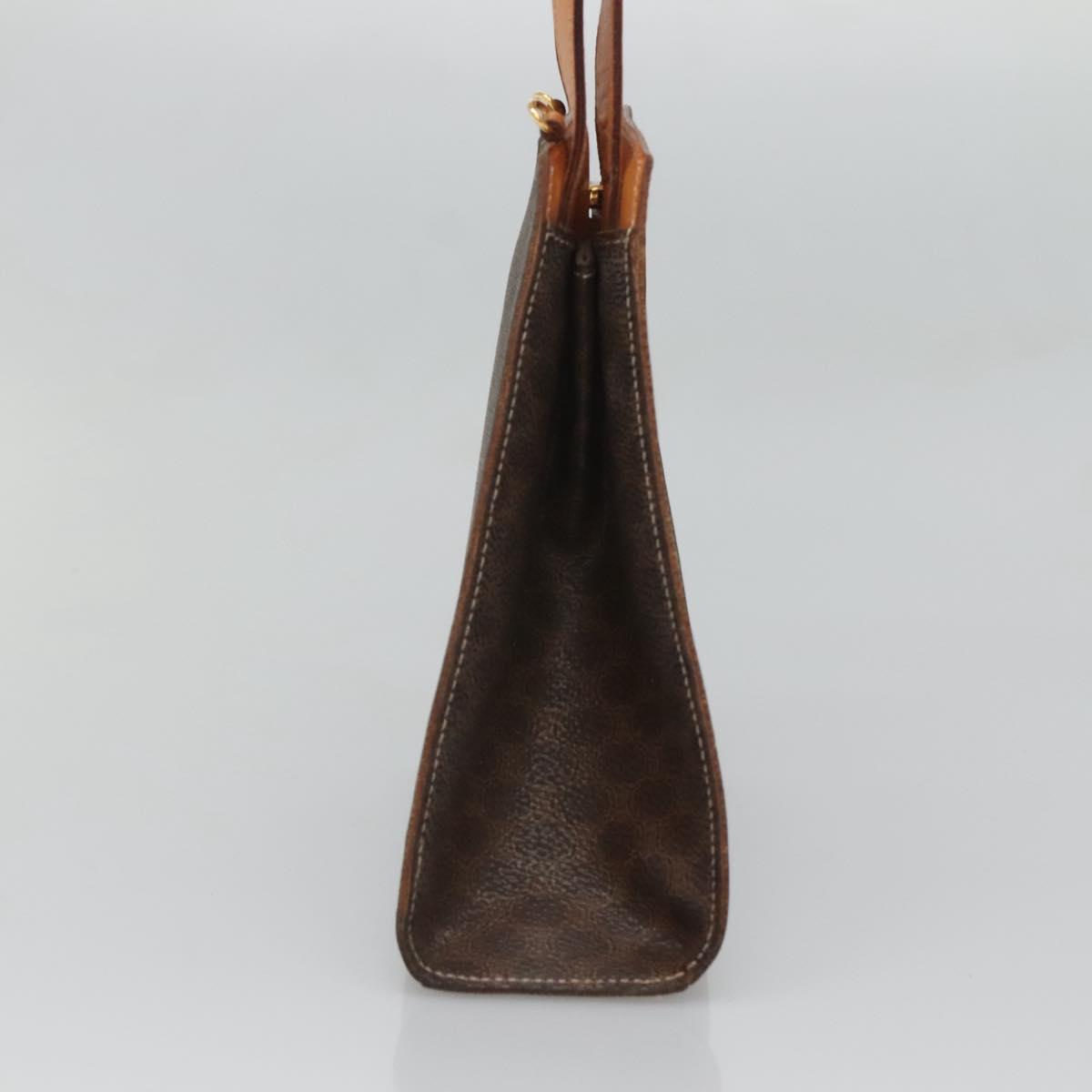 CELINE Macadam Canvas Hand Bag PVC Leather 2way Brown Gold Auth MX358