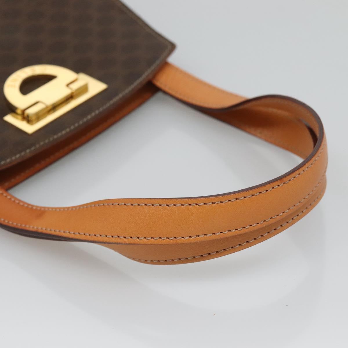 CELINE Macadam Canvas Hand Bag PVC Leather 2way Brown Gold Auth MX358