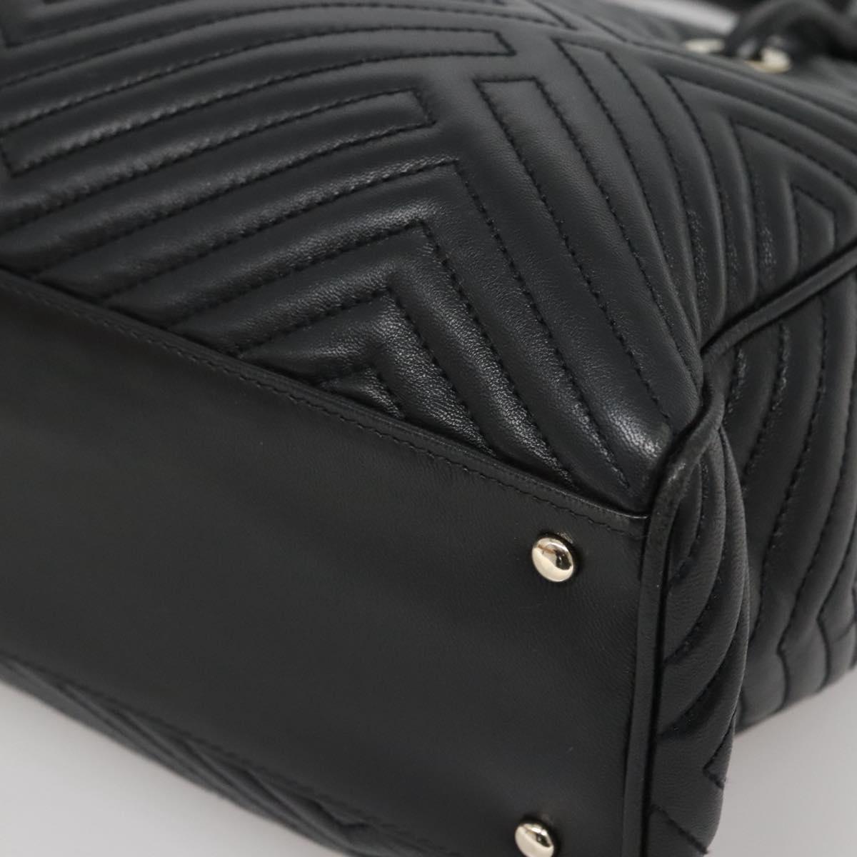 BALLY Hand Bag Leather Black Gold Auth MX364