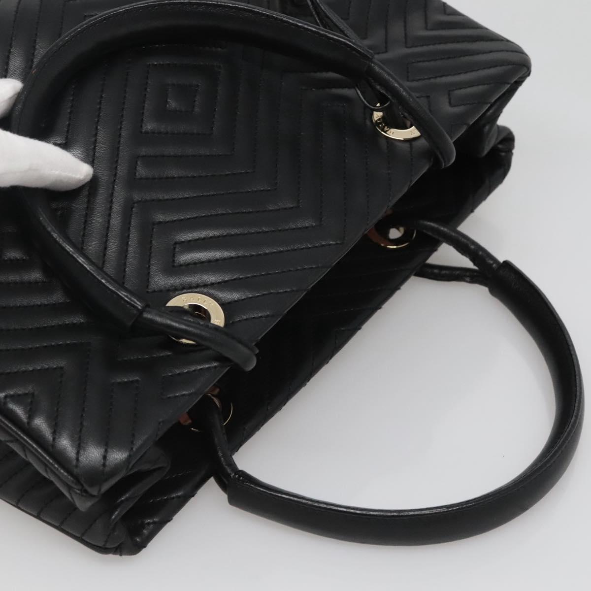 BALLY Hand Bag Leather Black Gold Auth MX364