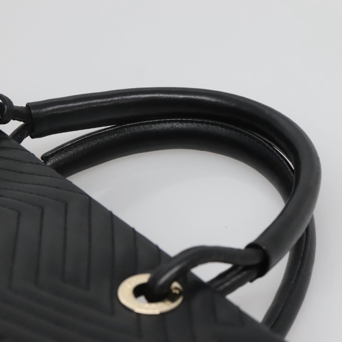 BALLY Hand Bag Leather Black Gold Auth MX364