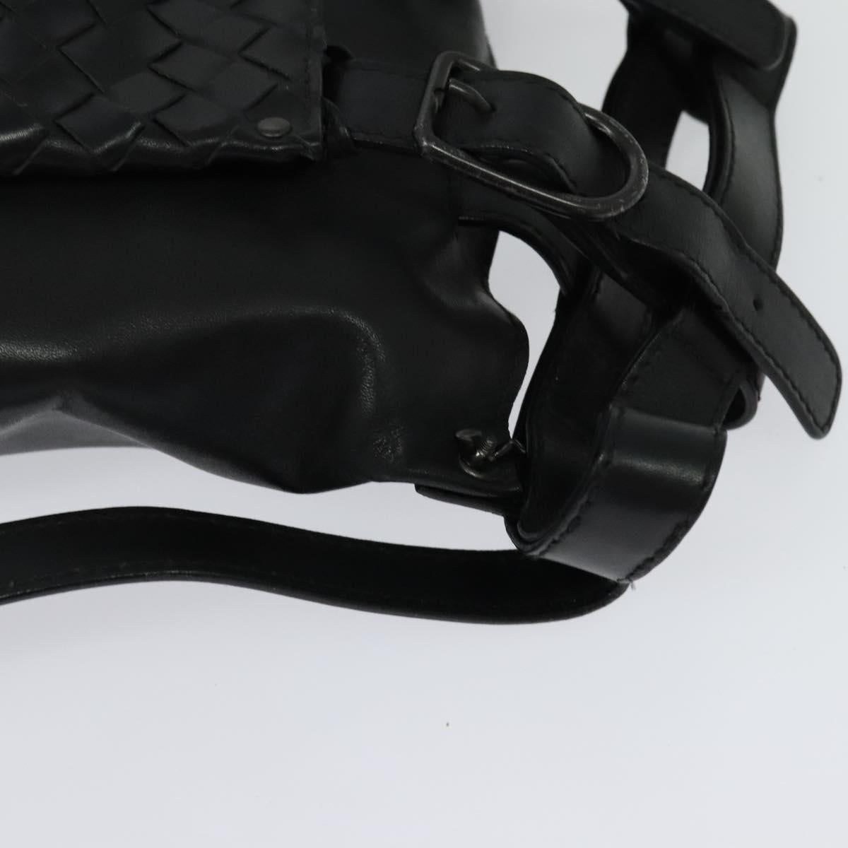 BOTTEGA VENETA INTRECCIATO Waist bag Leather Black Auth MX365