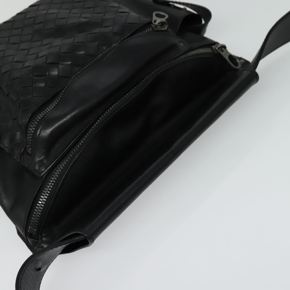 BOTTEGA VENETA INTRECCIATO Waist bag Leather Black Auth MX365
