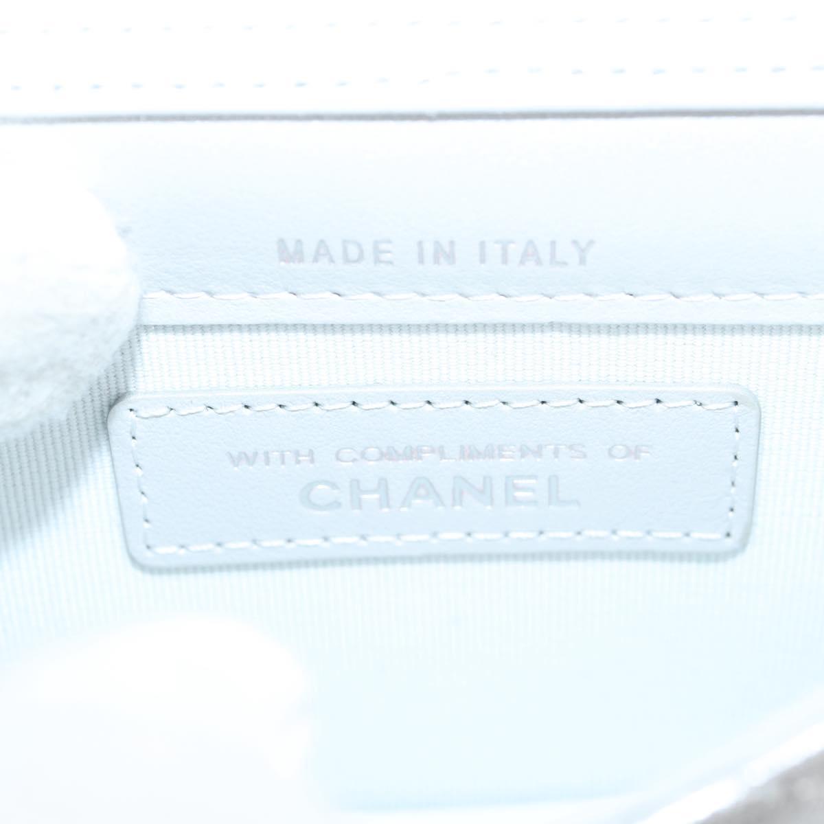 CHANEL Matelasse Chain Shoulder Bag Leather Silver CC Auth MX400AM