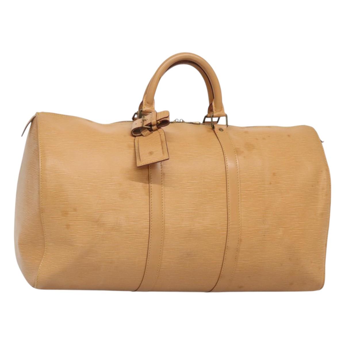 LOUIS VUITTON Epi Keepall 50 Boston Bag Beige M42941 LV Auth MX411