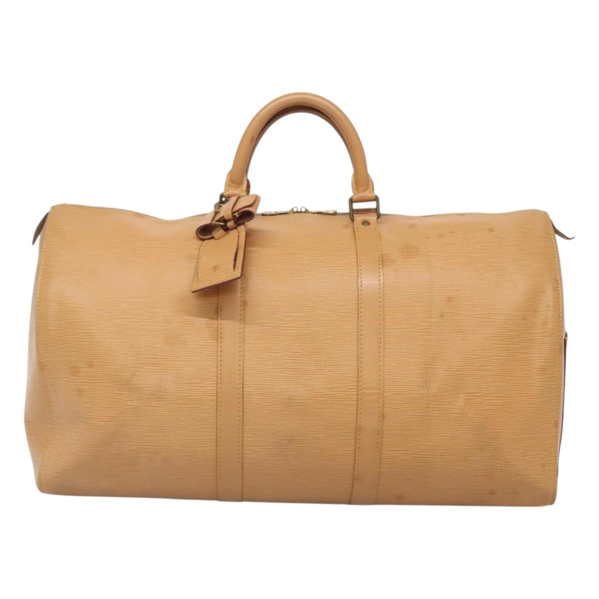 LOUIS VUITTON Epi Keepall 50 Boston Bag Beige M42941 LV Auth MX411