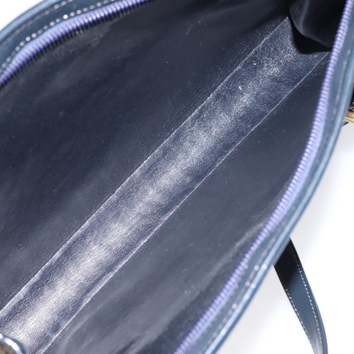 Christian Dior Trotter Canvas Hand Bag Navy Gold Auth MX415