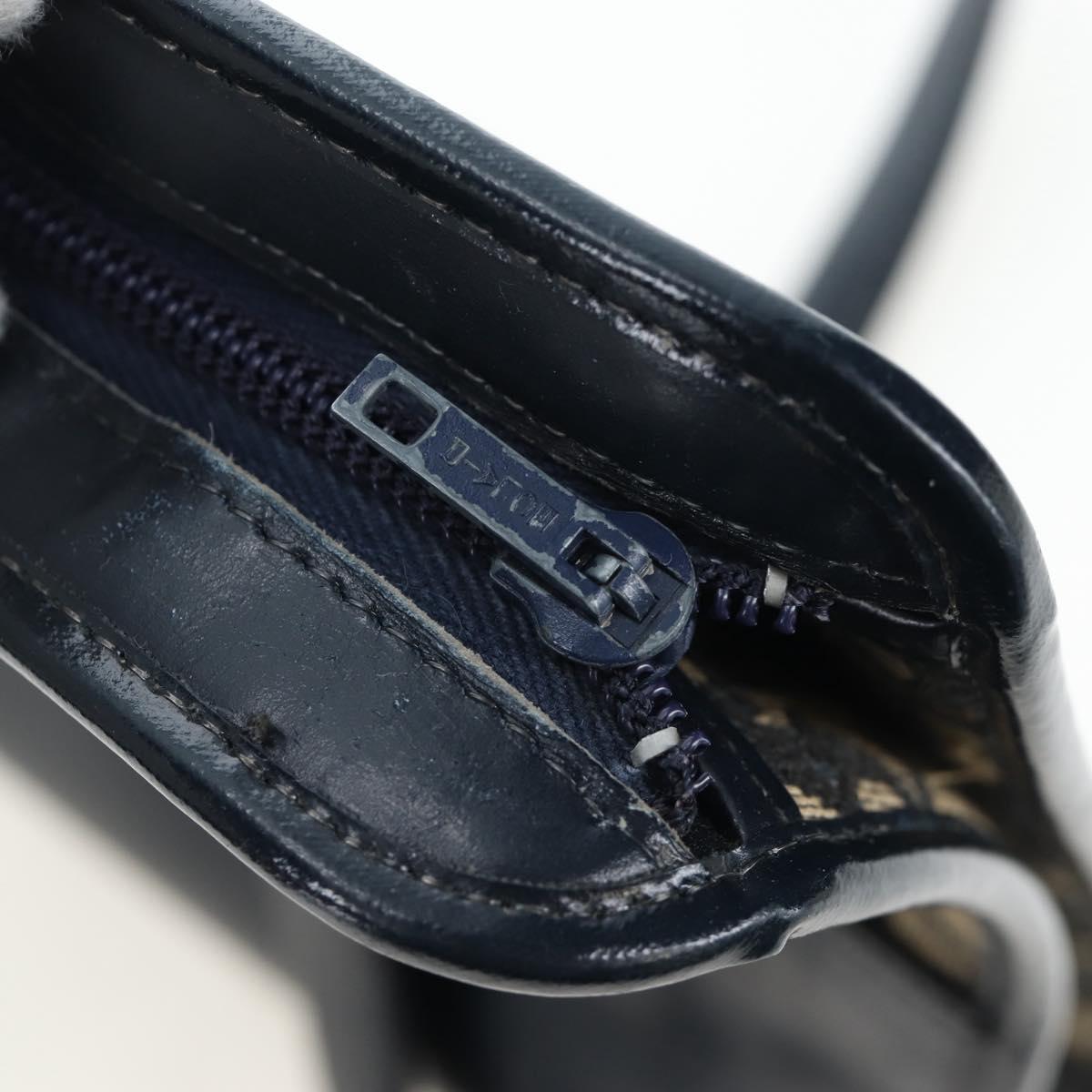 Christian Dior Trotter Canvas Hand Bag Navy Gold Auth MX415