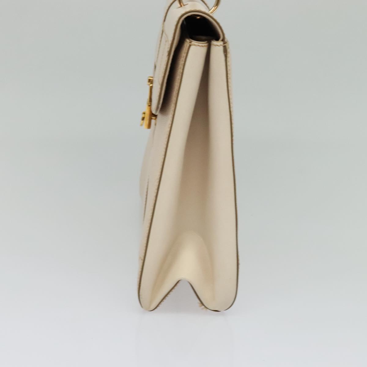 Salvatore Ferragamo Gancini Hand Bag Leather 2way Beige Gold Auth MX417