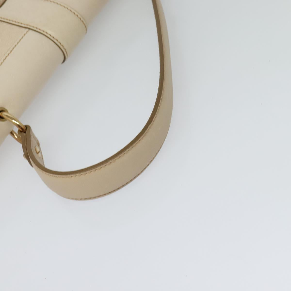 Salvatore Ferragamo Gancini Hand Bag Leather 2way Beige Gold Auth MX417