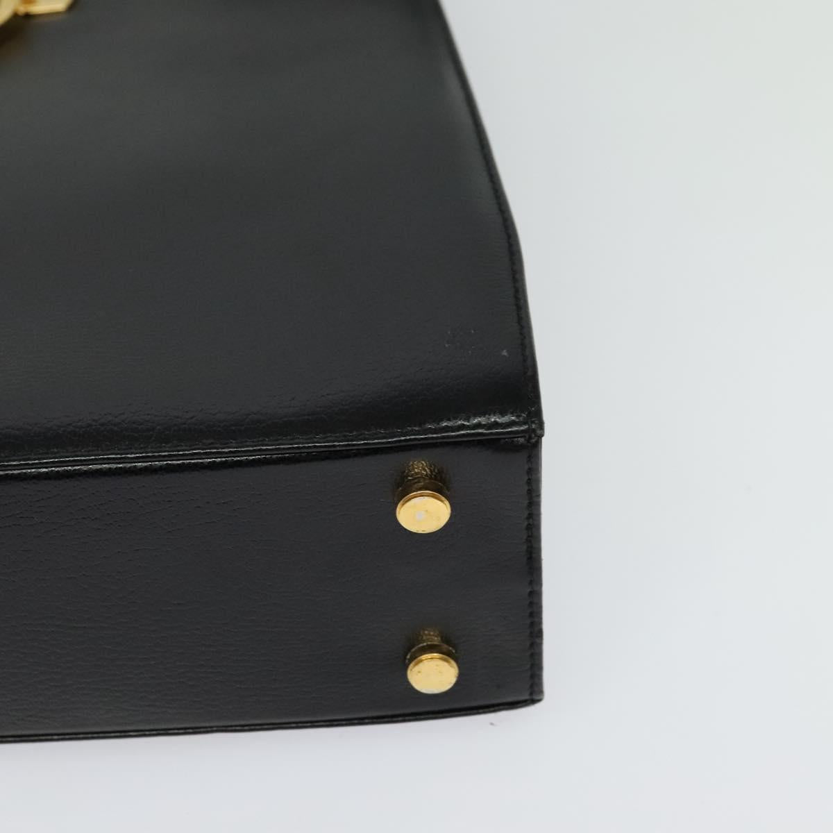 Salvatore Ferragamo Gancini Shoulder Bag Leather Black Gold Auth MX418