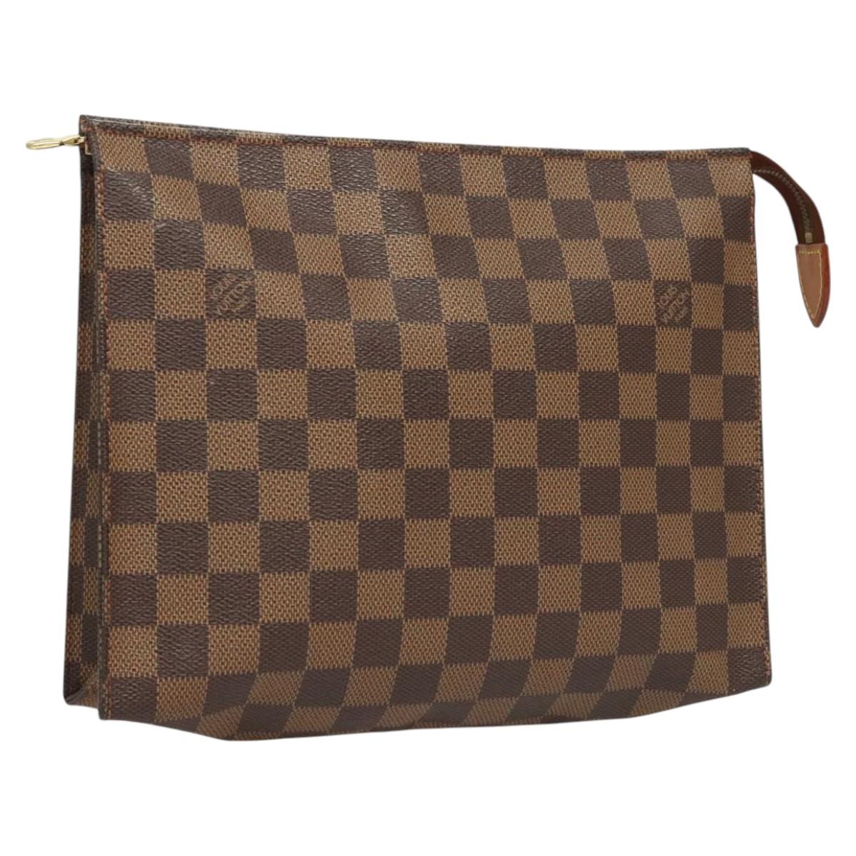 LOUIS VUITTON Damier Ebene Poche Toilette 26 Pouch N47543 LV Auth MX437
