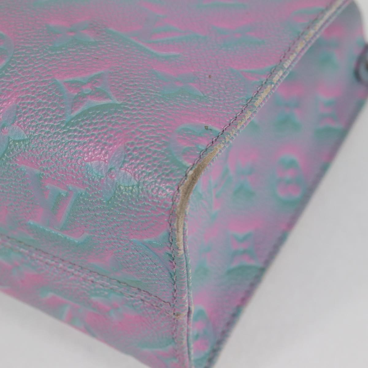 LOUIS VUITTON Monogram Empreinte On The Go PM Bag 2way Blue M46067 Auth MX449A