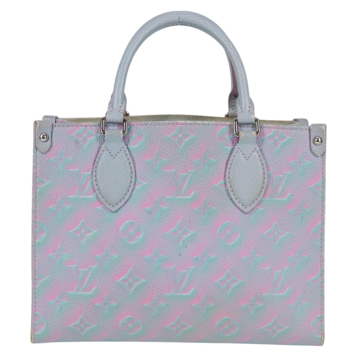 LOUIS VUITTON Monogram Empreinte On The Go PM Bag 2way Blue M46067 Auth MX449M