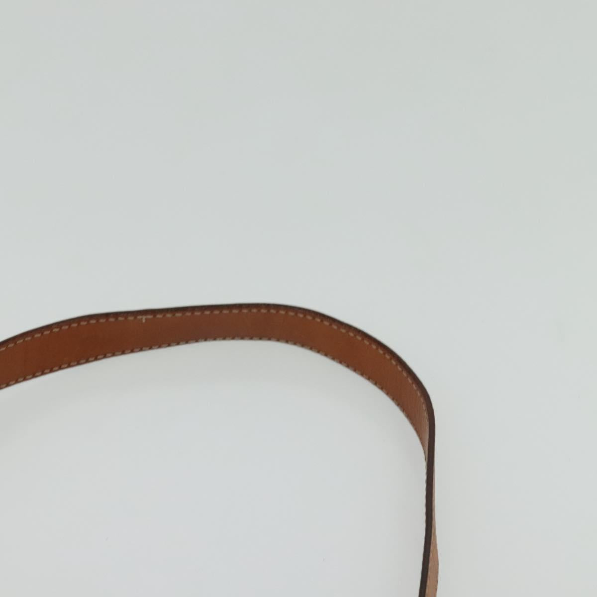 CELINE Macadam Canvas Circle Shoulder Bag PVC Leather Brown Gold Auth MX459