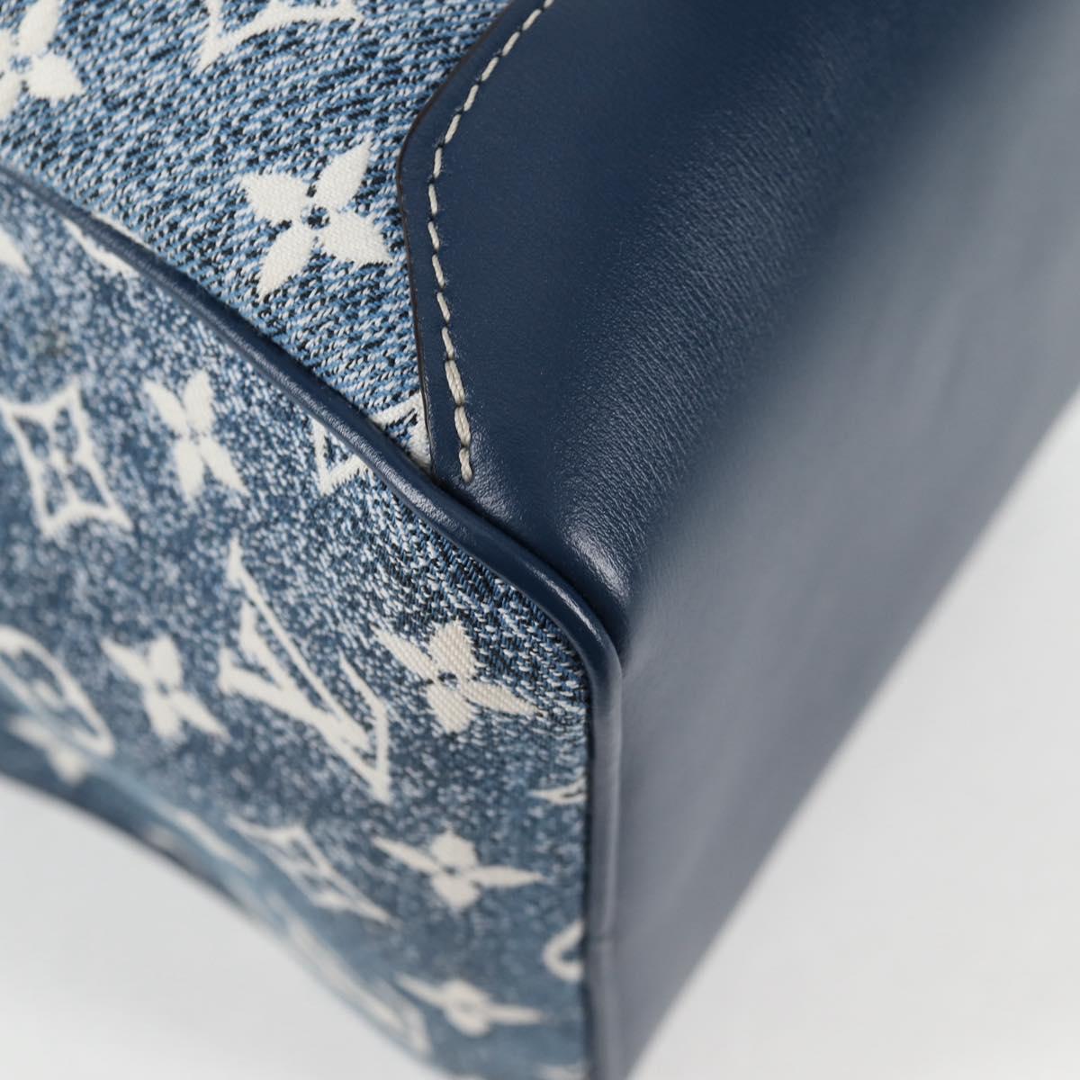 LOUIS VUITTON Monogram Denim Square bag Hand Bag Blue LV Auth MX471M