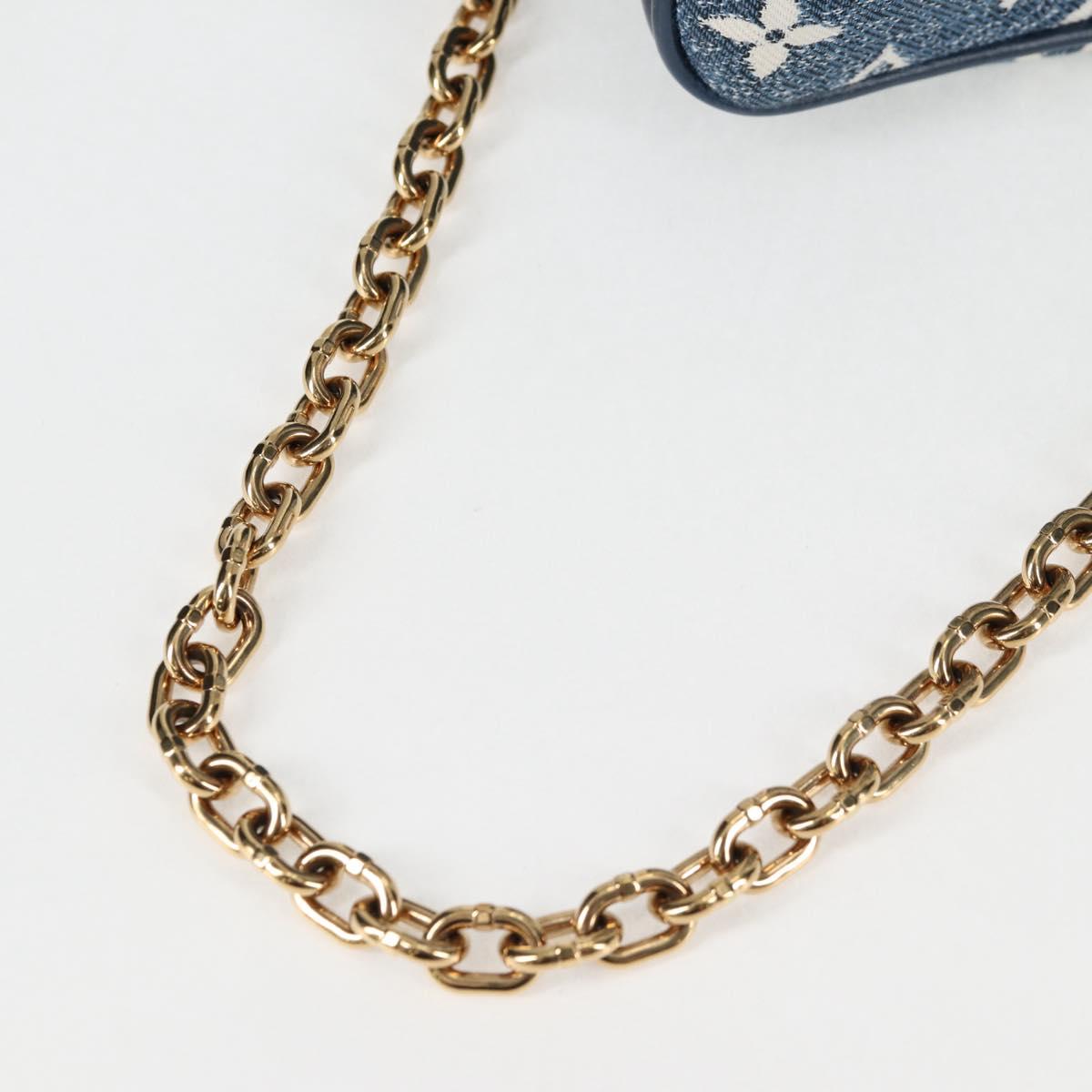 LOUIS VUITTON Monogram Denim Square bag Hand Bag Blue LV Auth MX471M