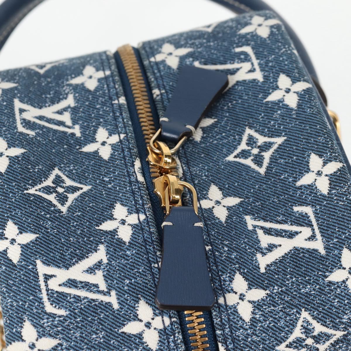 LOUIS VUITTON Monogram Denim Square bag Hand Bag Blue LV Auth MX471M