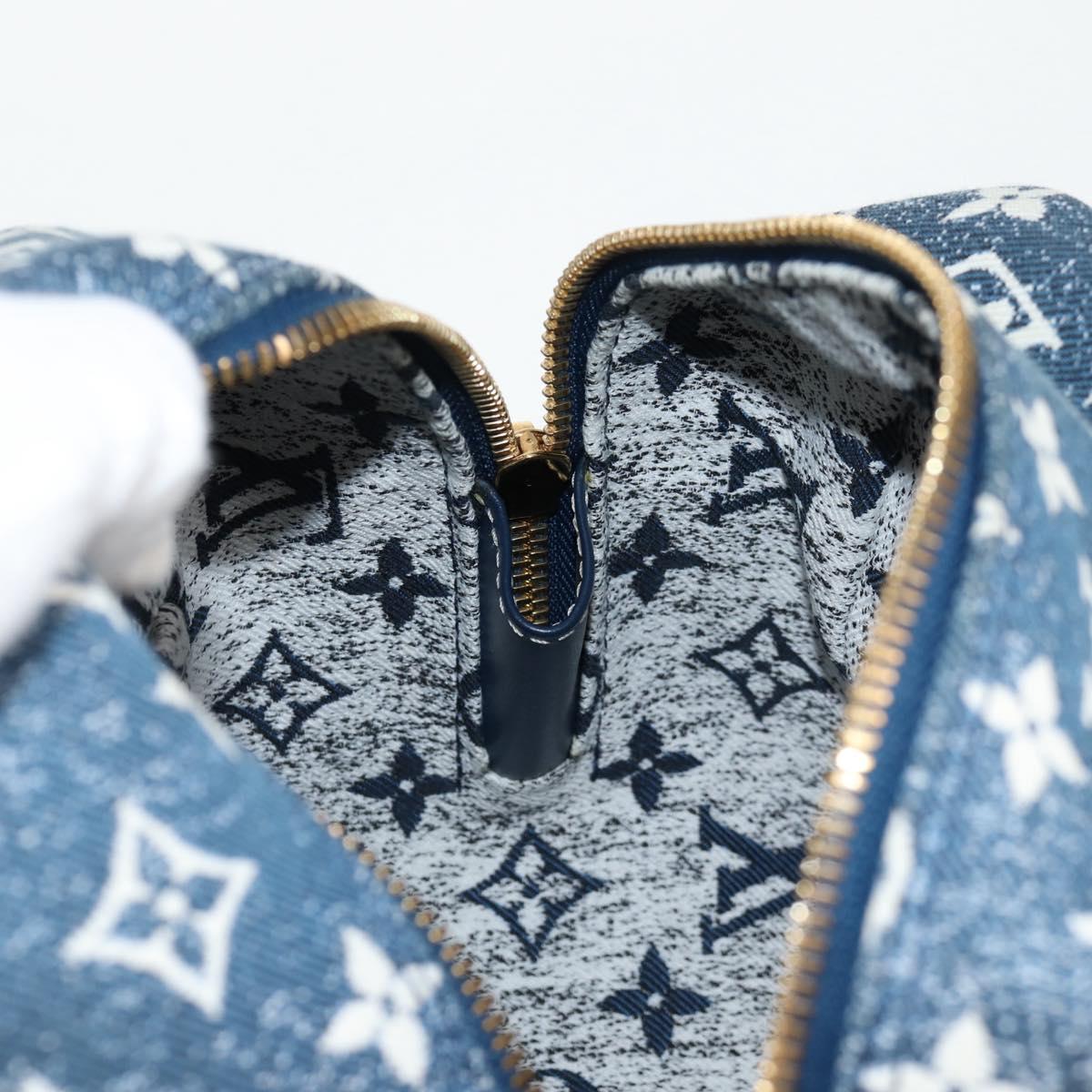 LOUIS VUITTON Monogram Denim Square bag Hand Bag Blue LV Auth MX471M