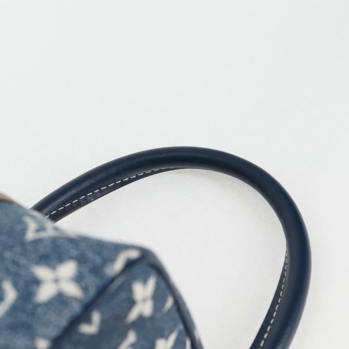 LOUIS VUITTON Monogram Denim Square bag Hand Bag Blue LV Auth MX471M