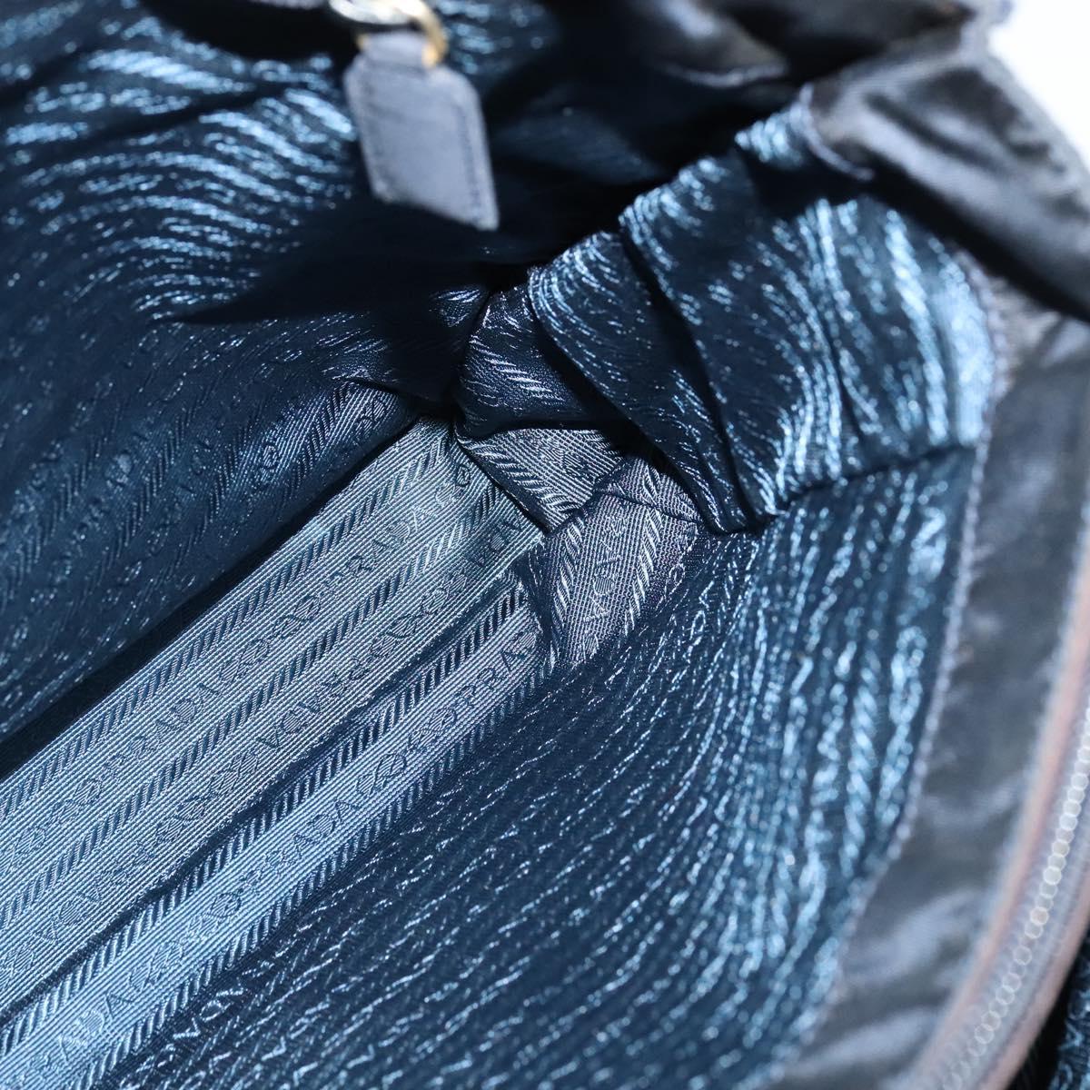 PRADA Tote Bag Nylon Navy Gold Auth MX480