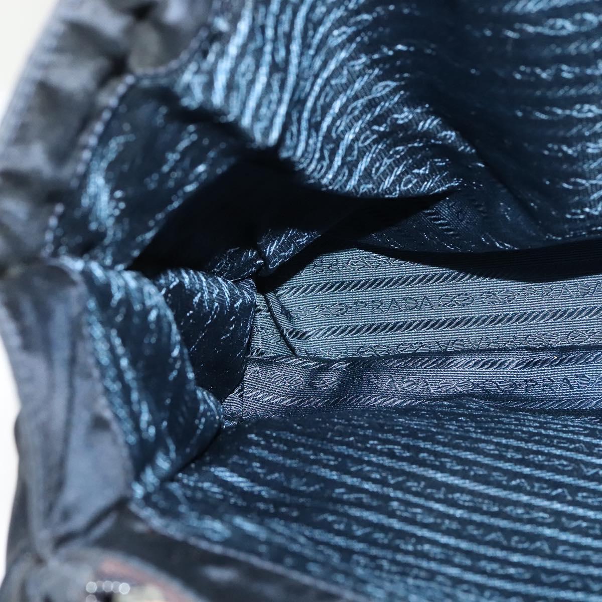 PRADA Tote Bag Nylon Navy Gold Auth MX480