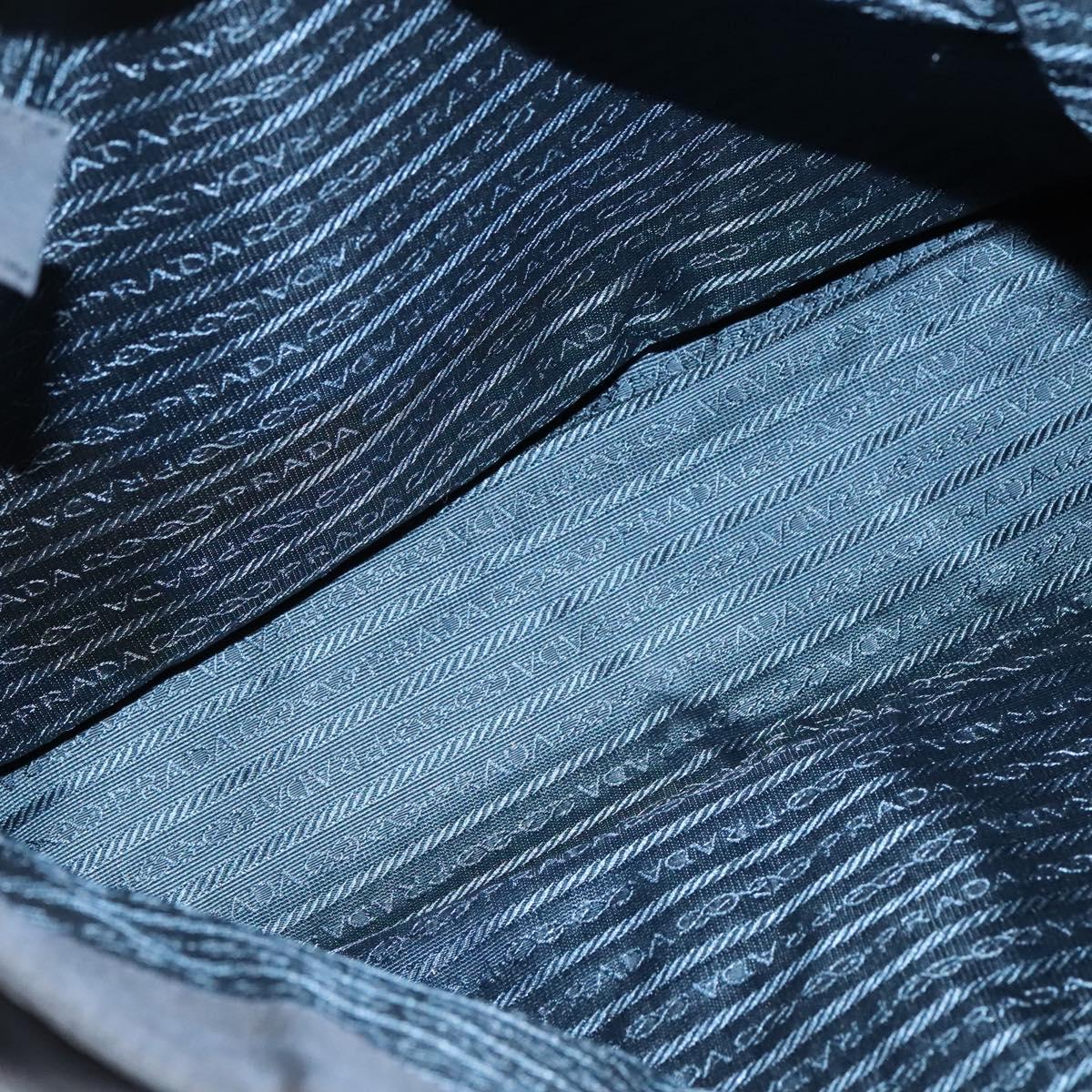 PRADA Tote Bag Nylon Navy Gold Auth MX480