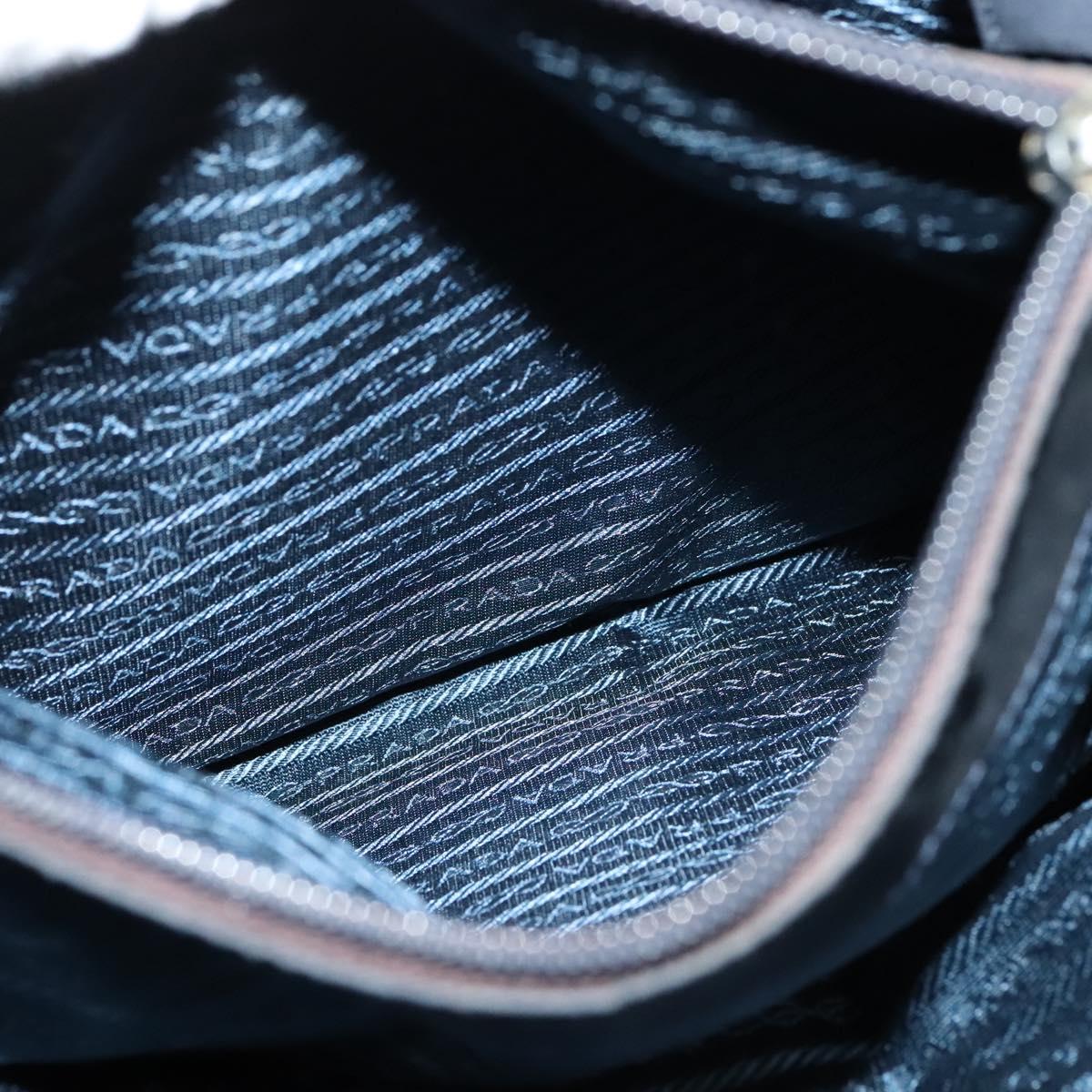 PRADA Tote Bag Nylon Navy Gold Auth MX480