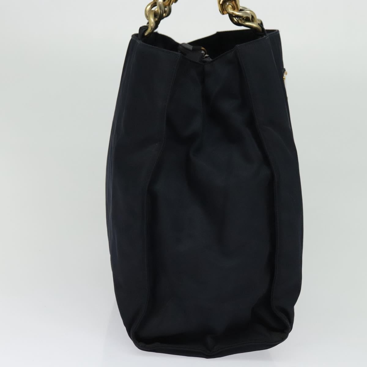 PRADA Tote Bag Nylon Navy Gold Auth MX480