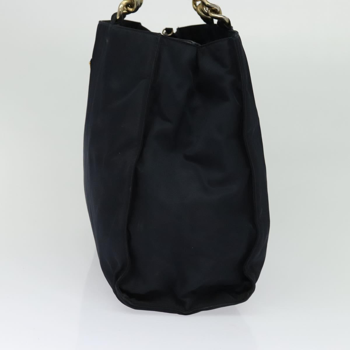 PRADA Tote Bag Nylon Navy Gold Auth MX480