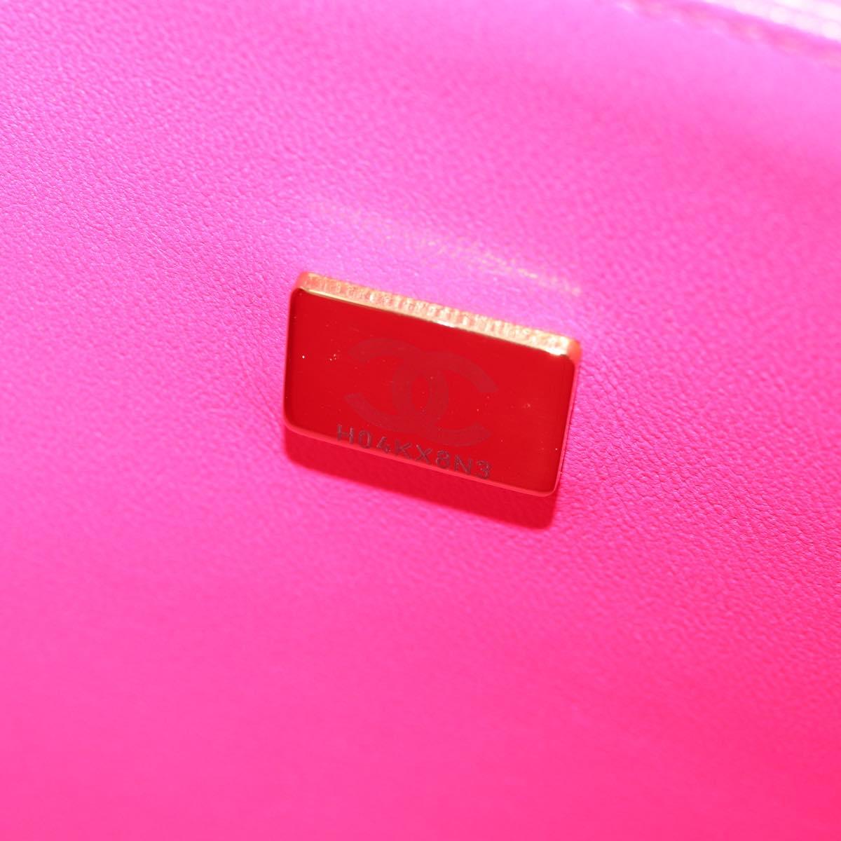 CHANEL Matelasse 25 Chain Shoulder Bag Tweed Pink Gold CC Auth MX484SM