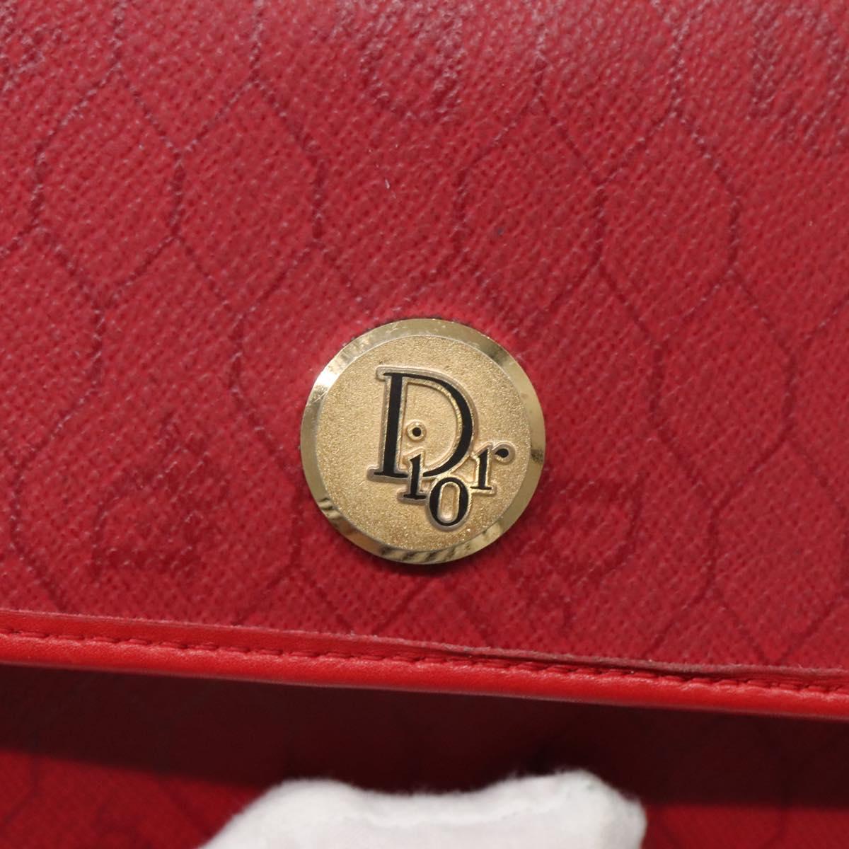 Christian Dior Honeycomb Canvas Chain Shoulder Bag PVC Red Gold Auth MX492