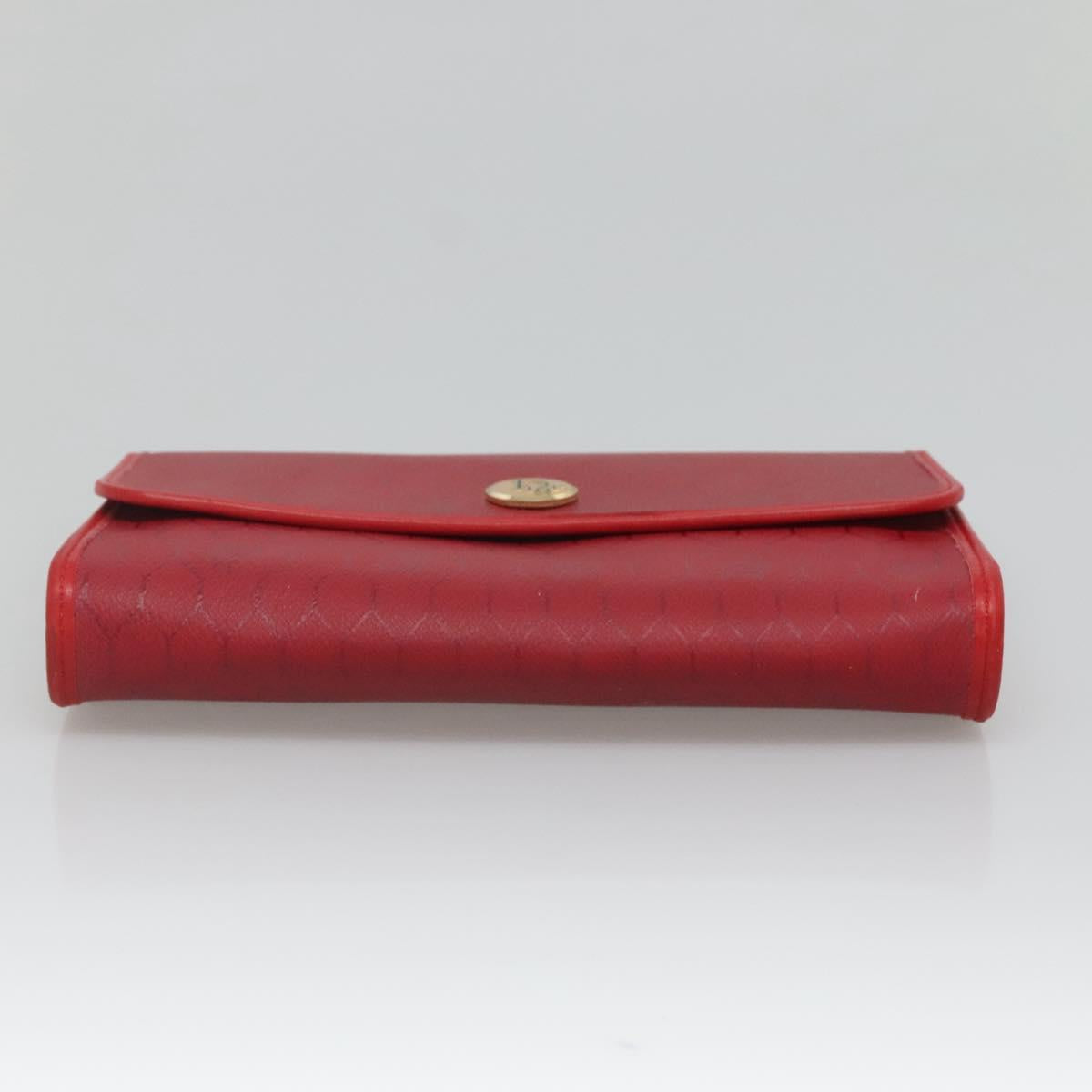 Christian Dior Honeycomb Canvas Chain Shoulder Bag PVC Red Gold Auth MX492