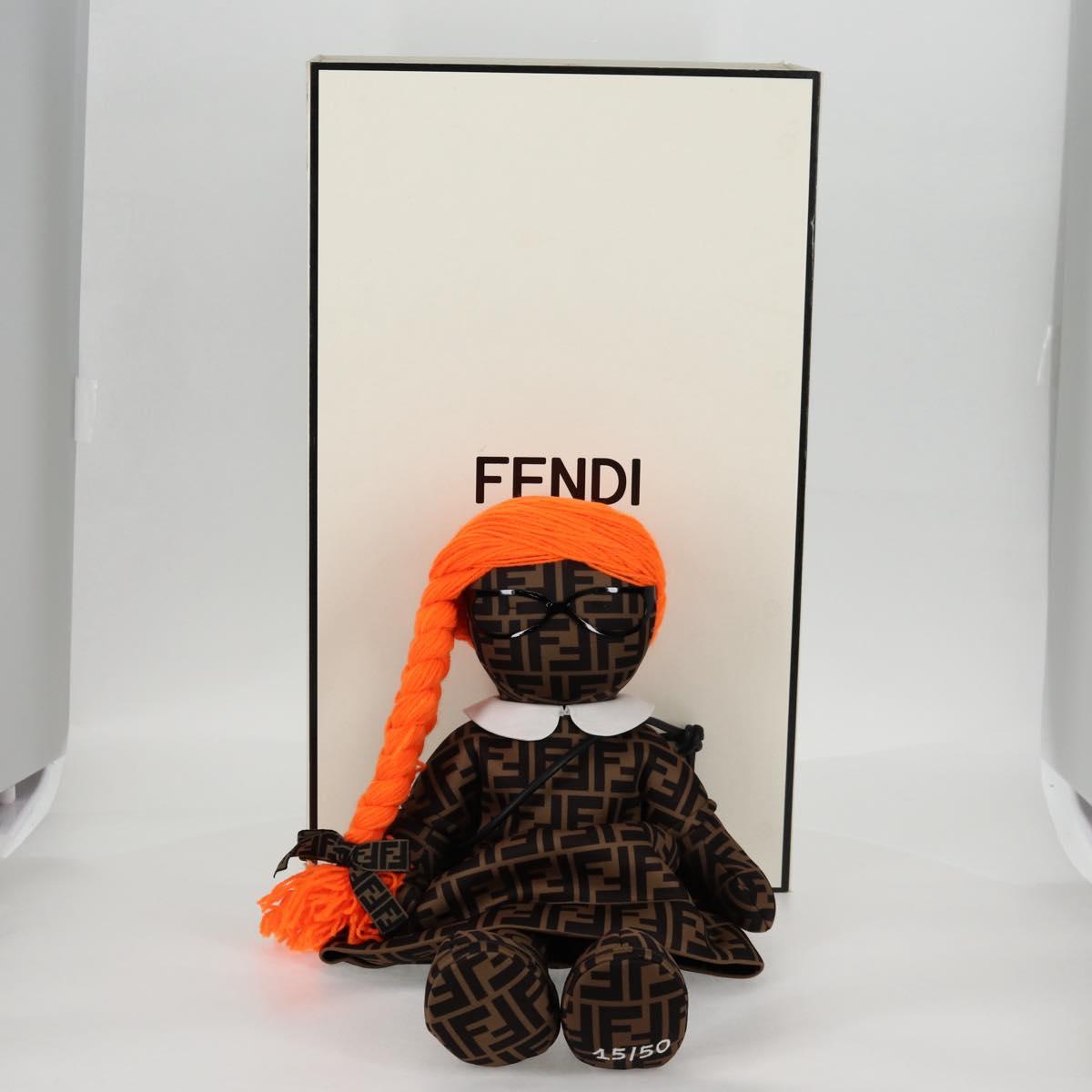 FENDI Zucca Canvas Stuffed 15/50 Black Brown Auth MX505SM