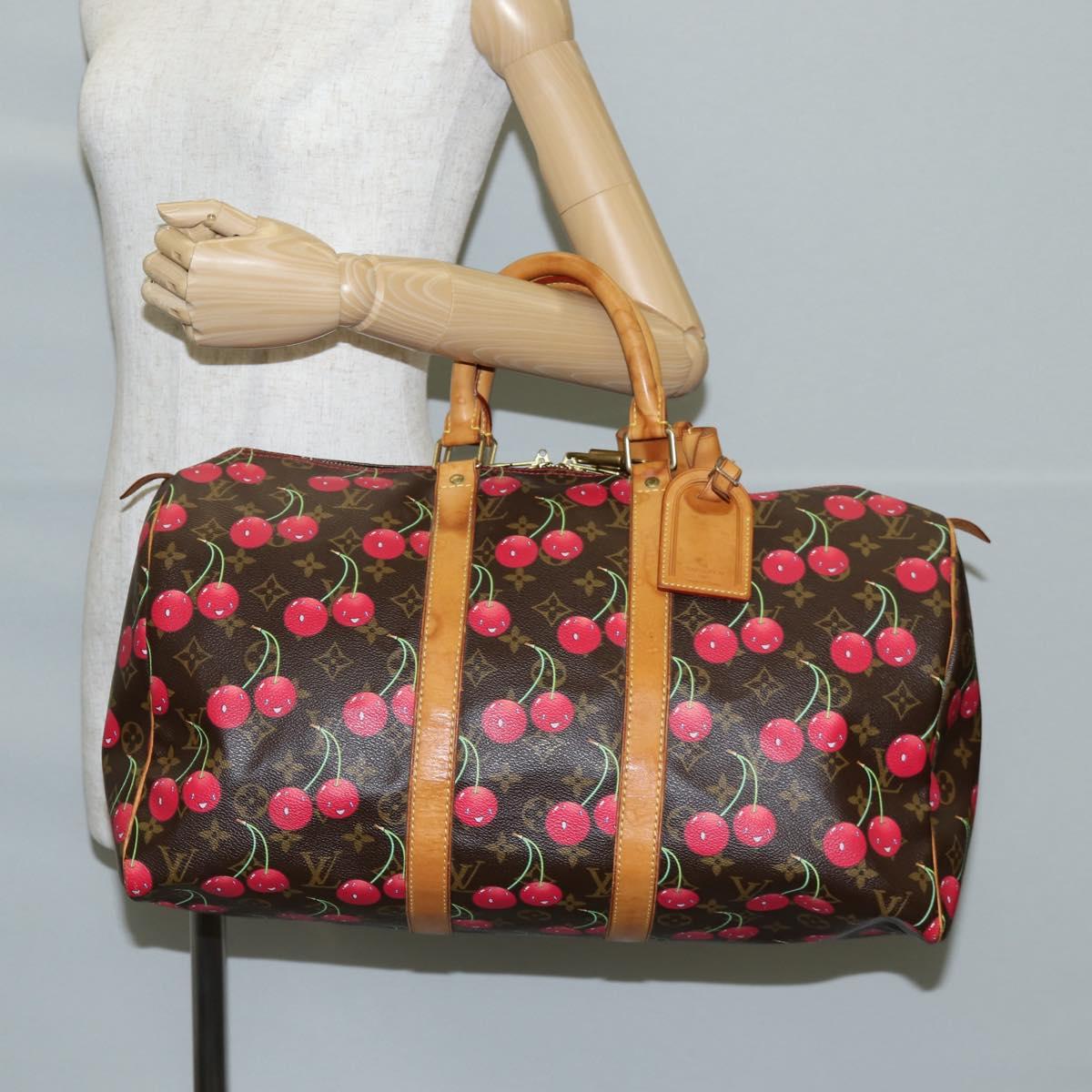LOUIS VUITTON Monogram Cherry Keepall 45 Boston Bag M95011 LV Auth MX506V
