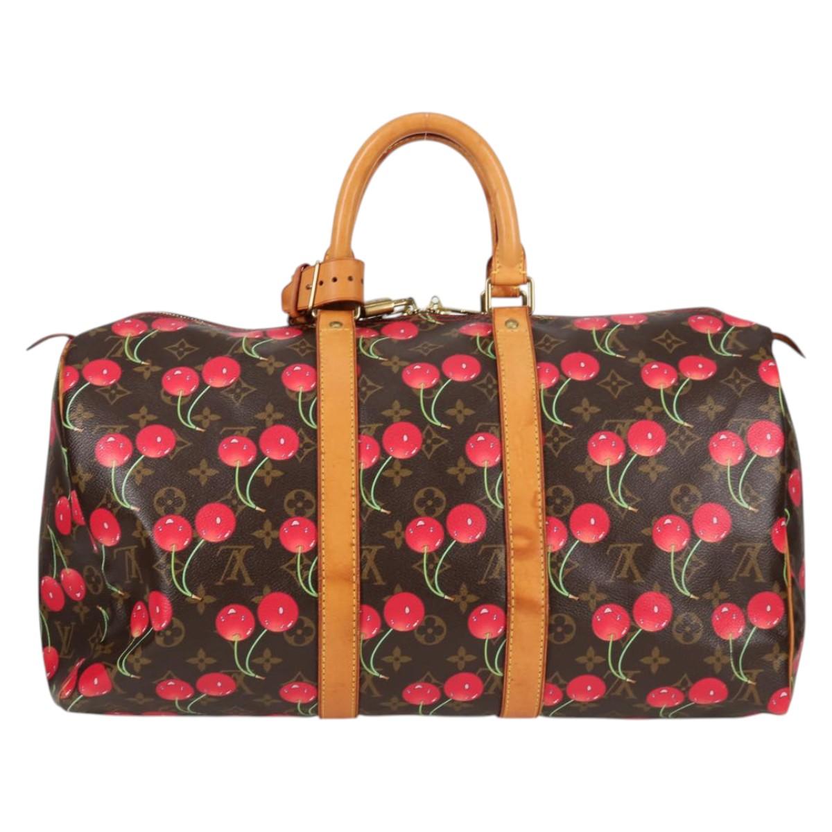 LOUIS VUITTON Monogram Cherry Keepall 45 Boston Bag M95011 LV Auth MX506V