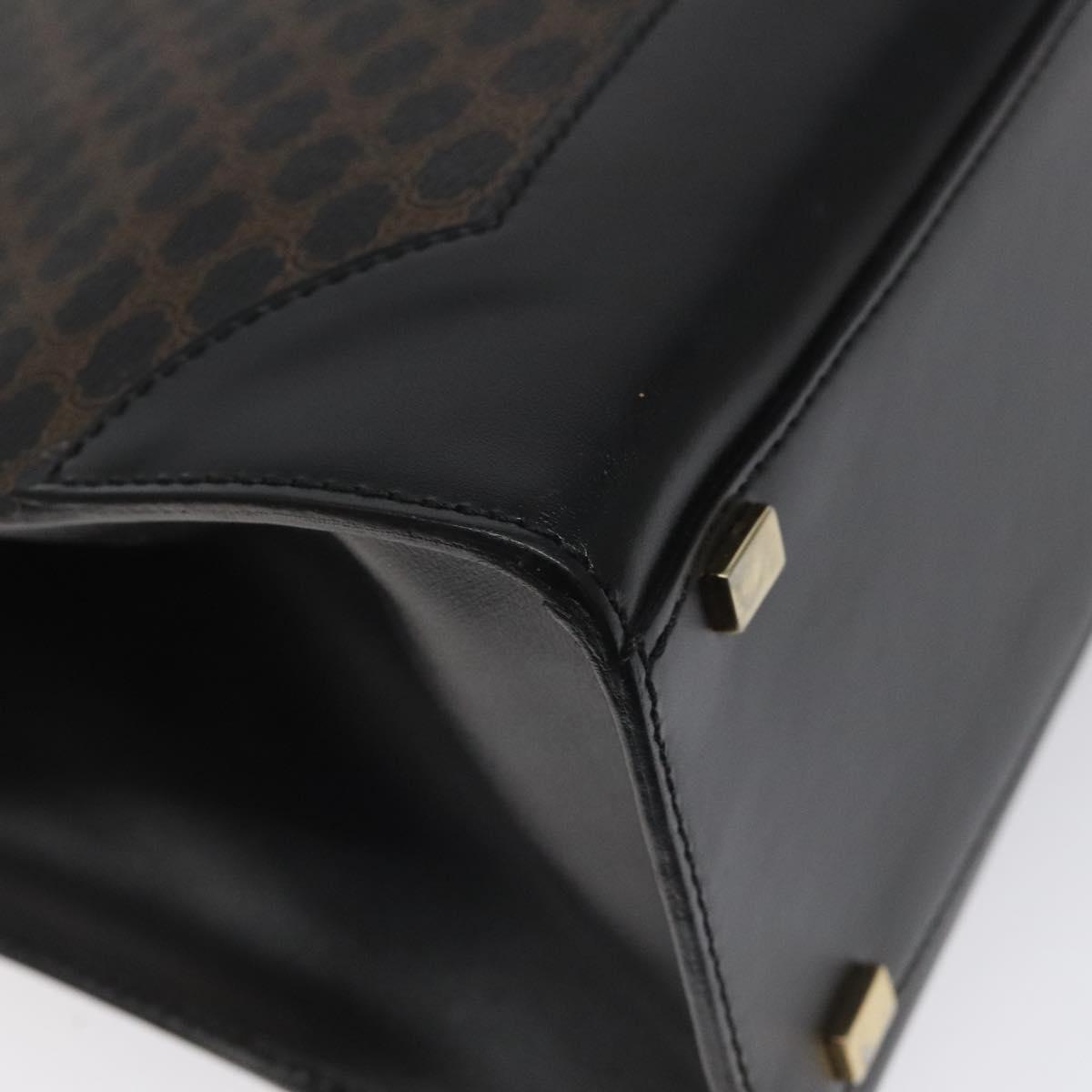 CELINE Macadam Canvas Shoulder Bag PVC Leather Black Gold Auth MY004