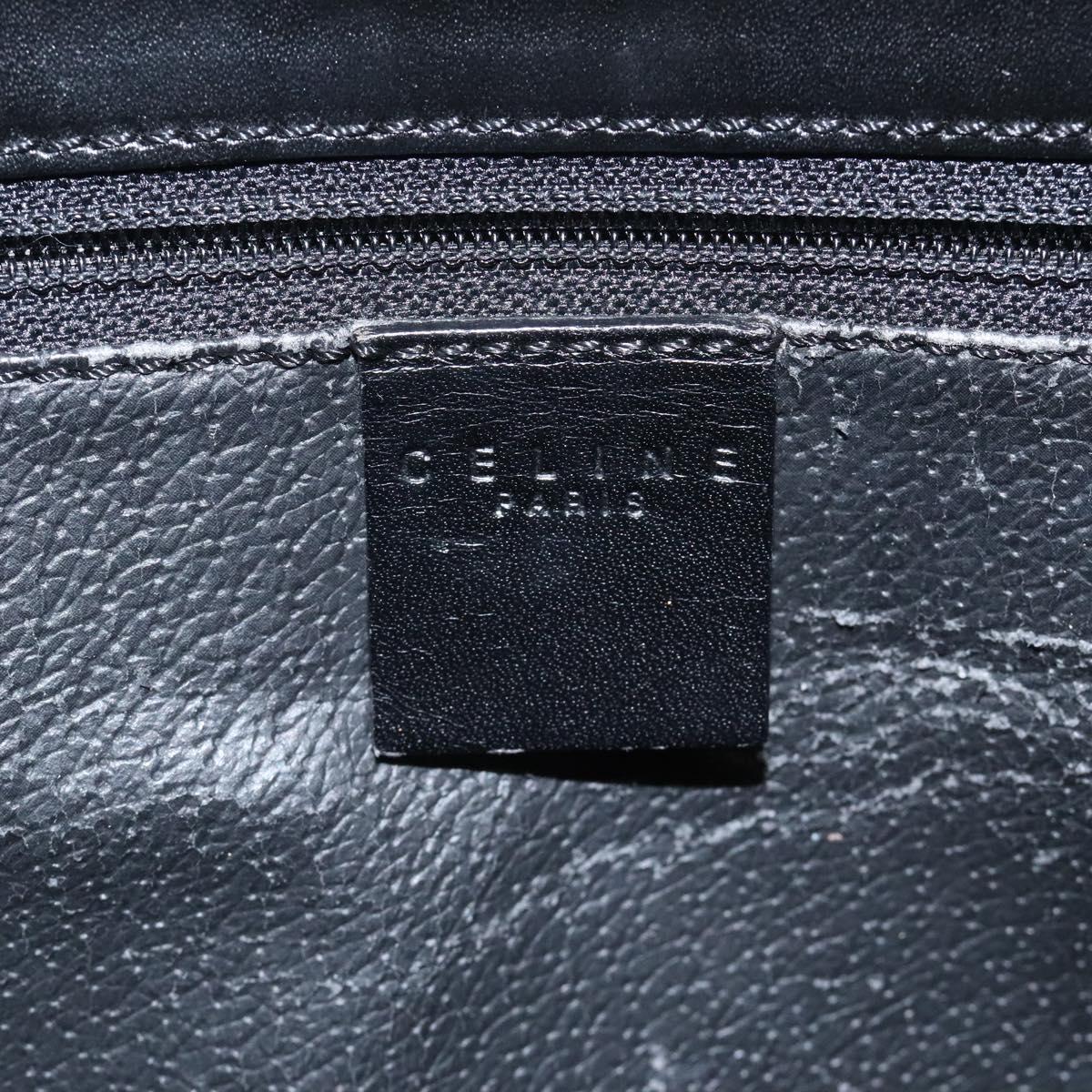 CELINE Macadam Canvas Shoulder Bag PVC Leather Black Gold Auth MY004